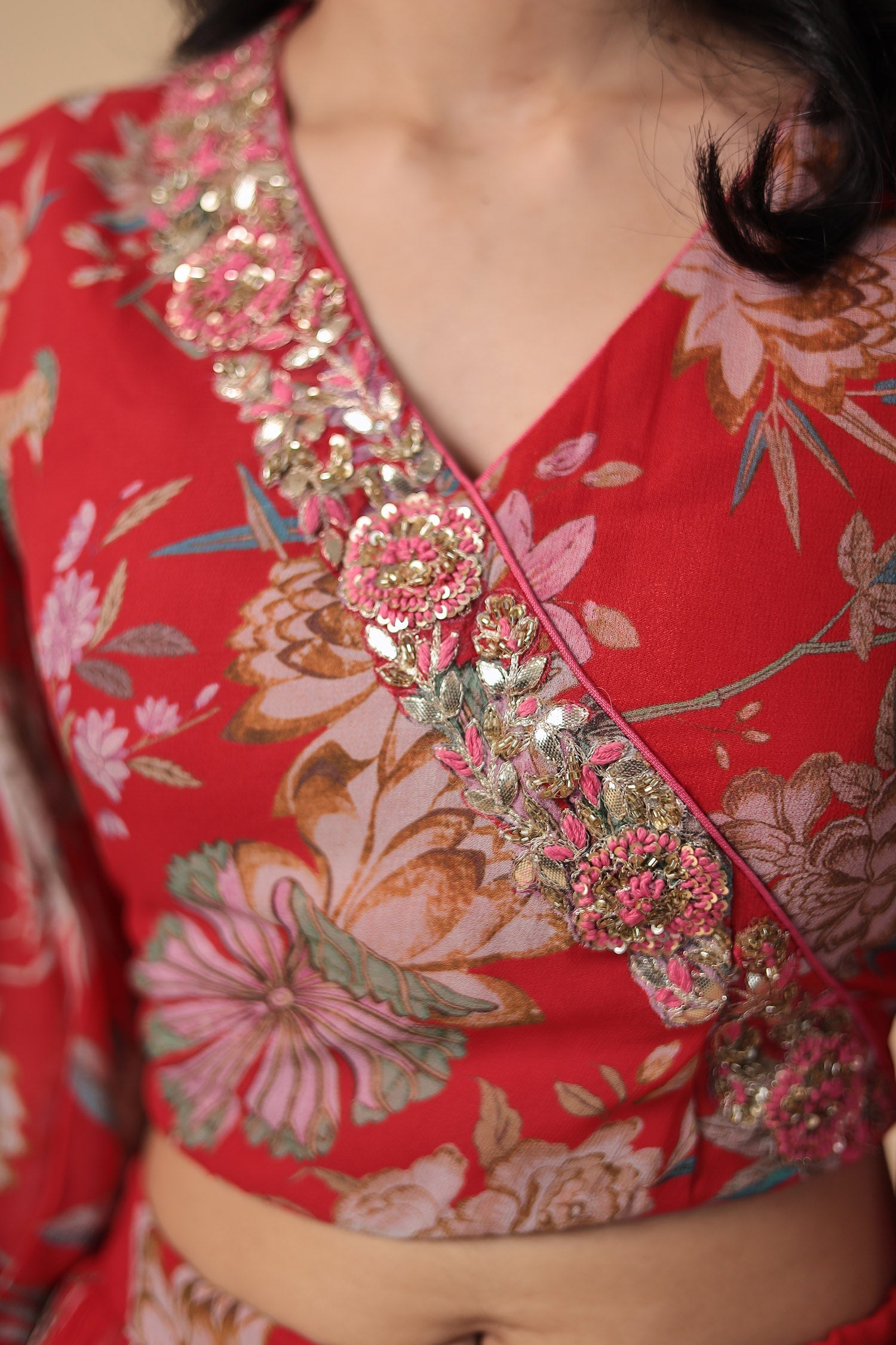 Printed Georgette Indowestern with Embroidered work