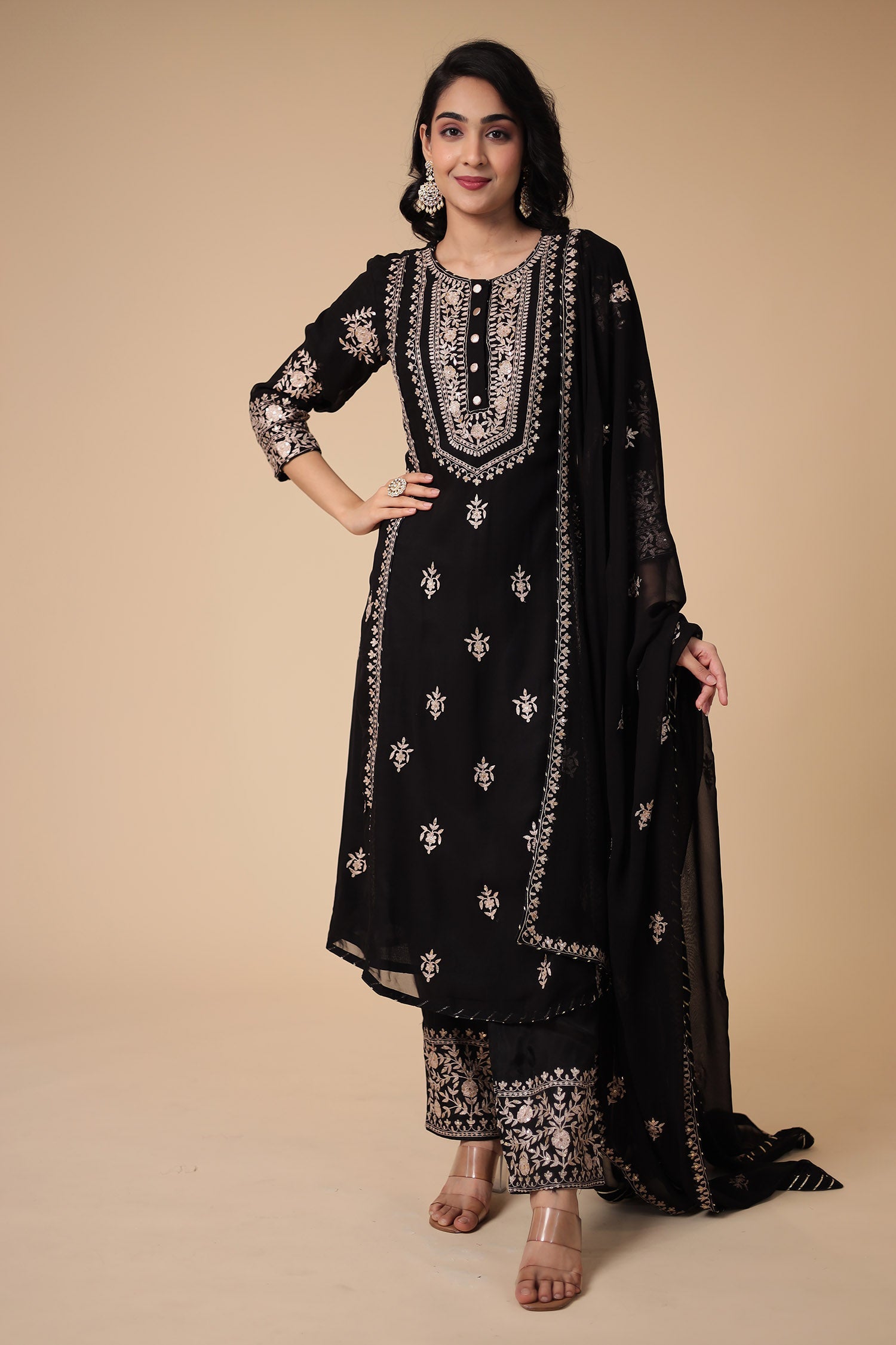 Georgette Suit with Pittan and Embroidered work