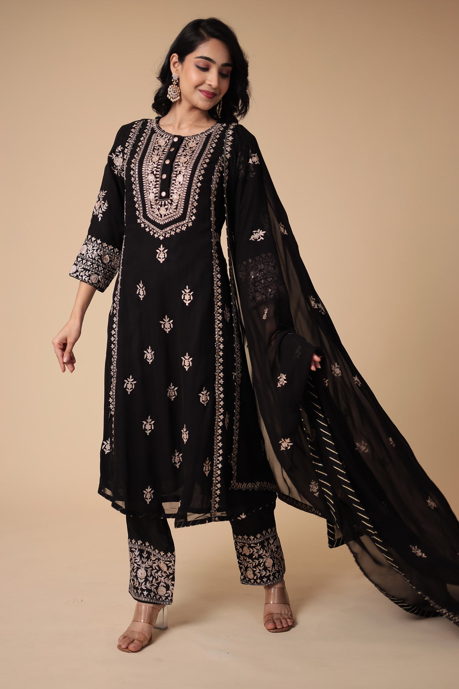 Georgette Suit with Pittan and Embroidered work