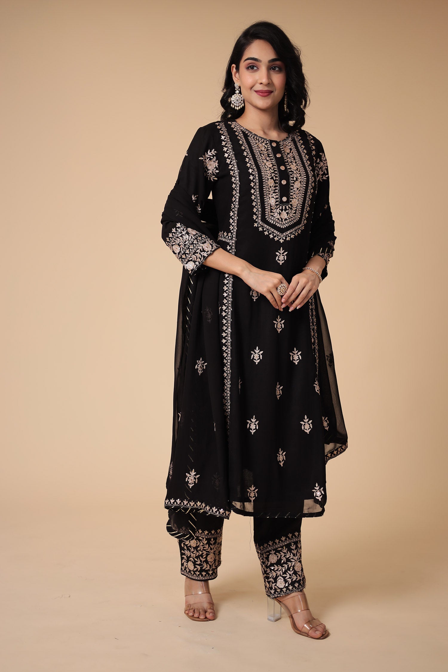 Georgette Suit with Pittan and Embroidered work