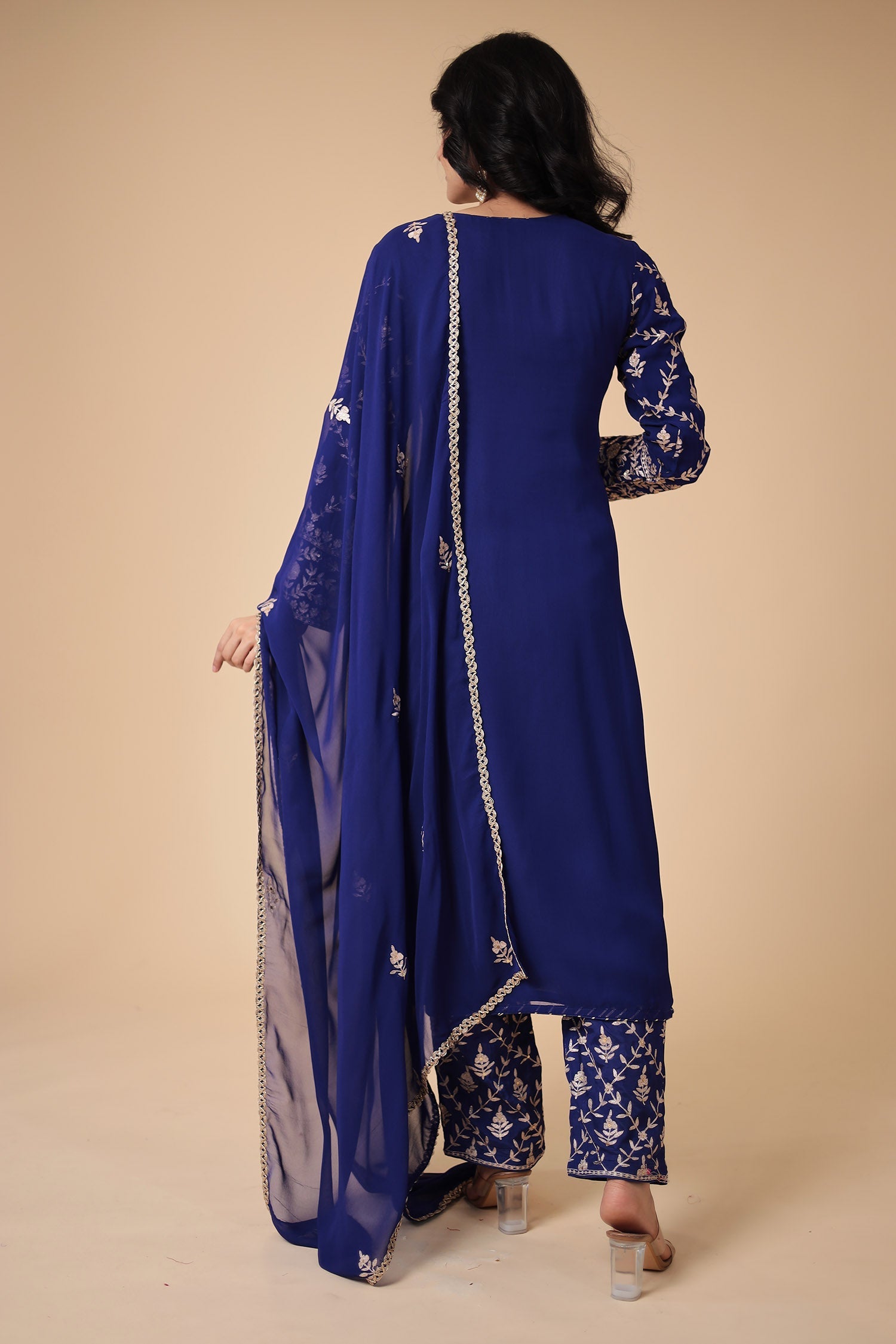 Georgette Suit Embroidered with Pittan work