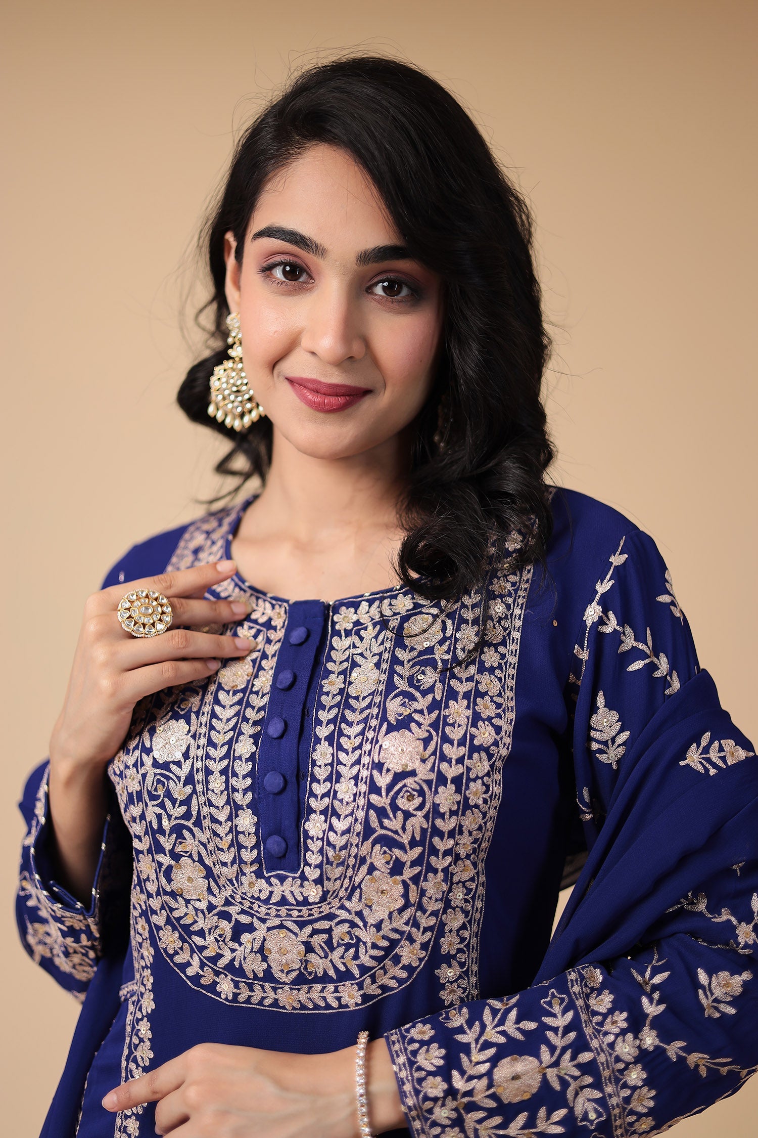 Georgette Suit Embroidered with Pittan work