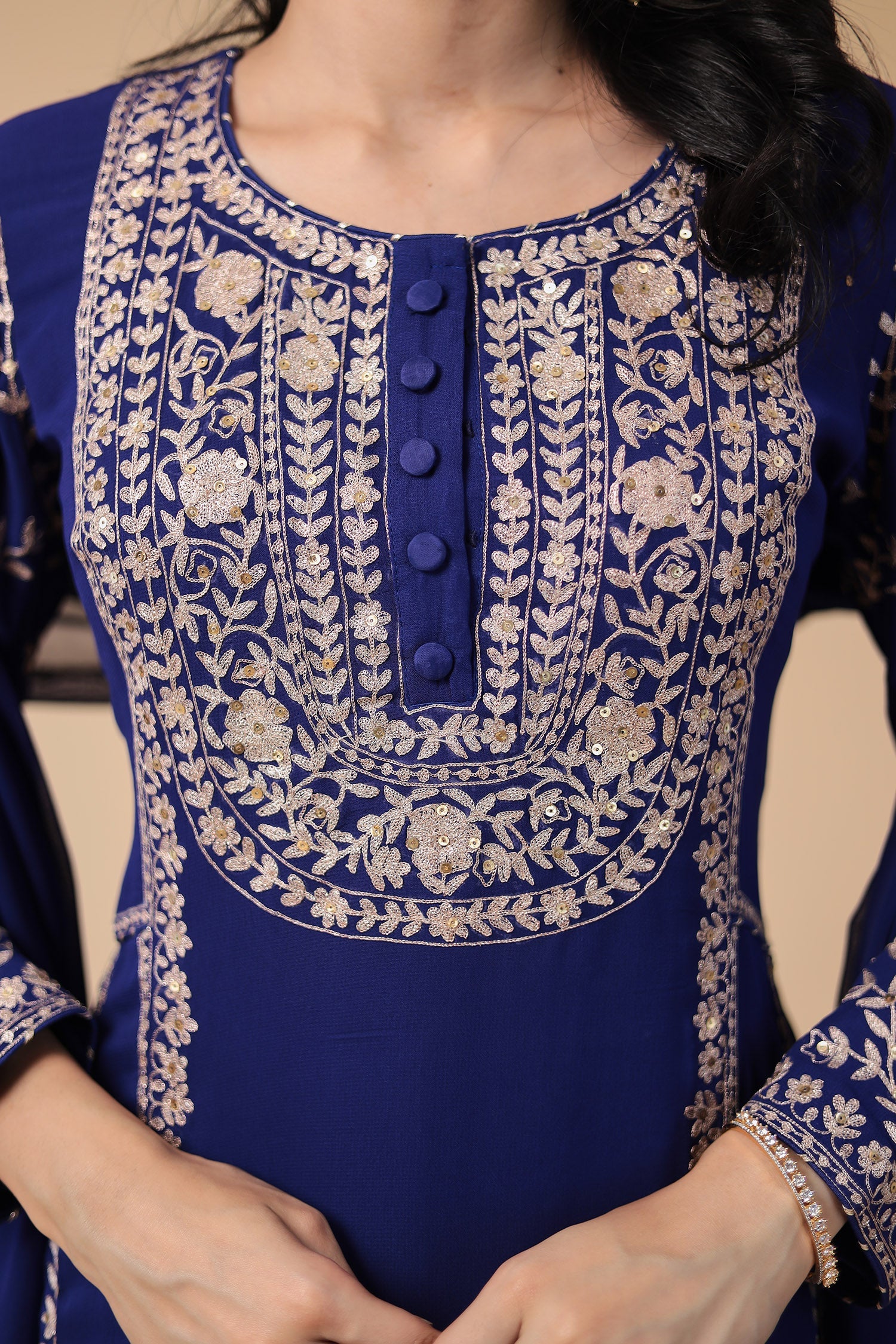 Georgette Suit Embroidered with Pittan work