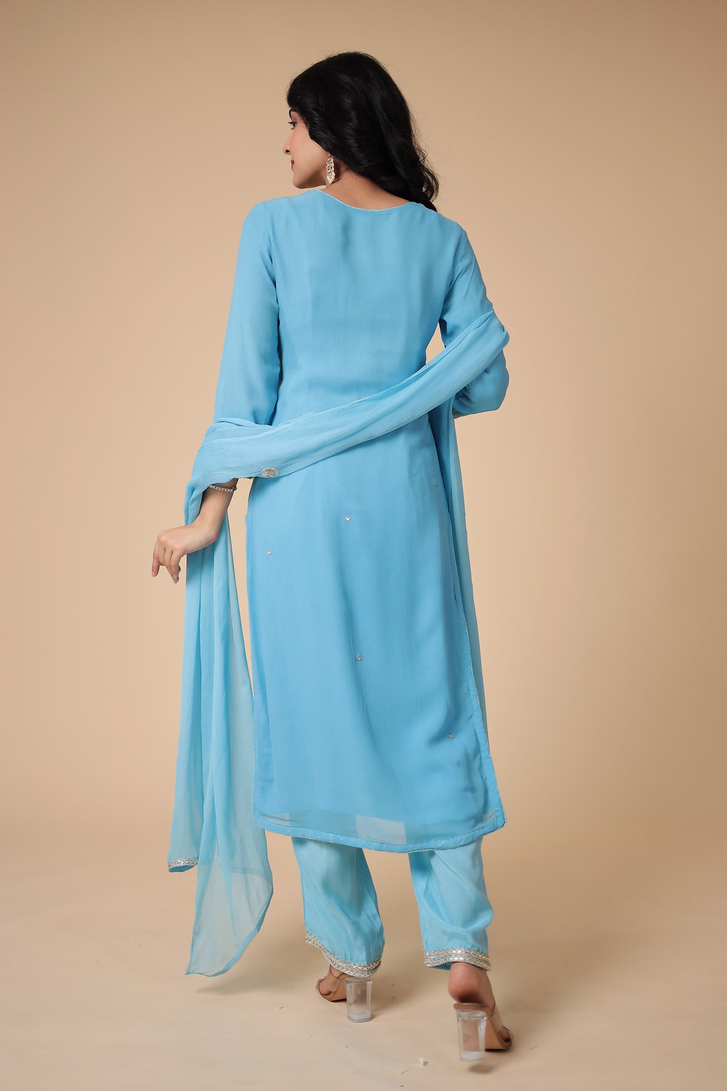 Georgette Straight Suit Embroidered with Gota Patti work