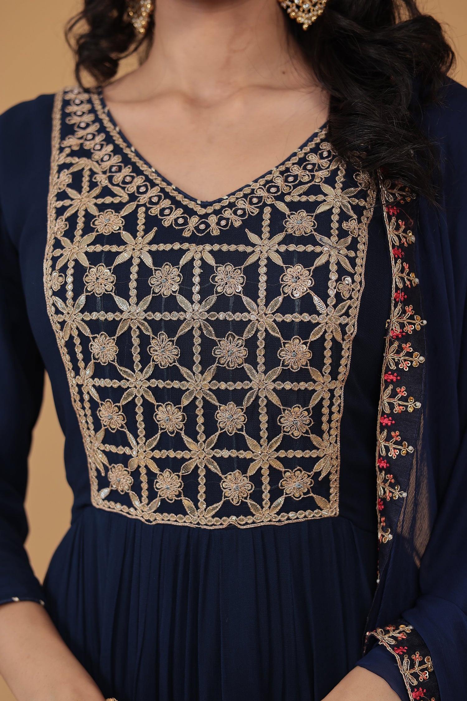 Georgette Anarkali Embroidered Suit with Dori work