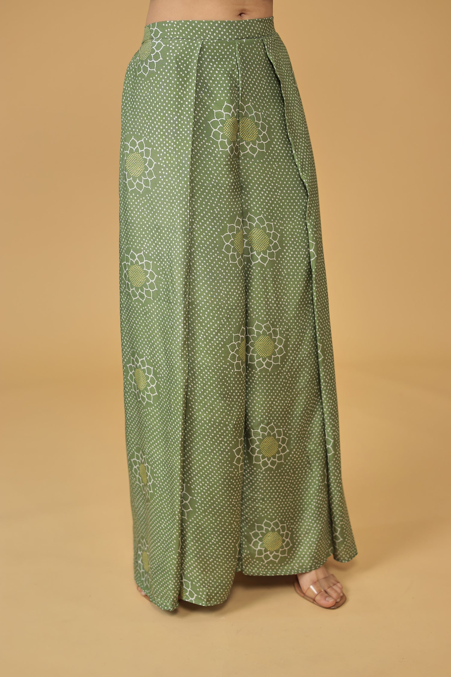 Printed Silk Blend Indowestern with Embroidered work