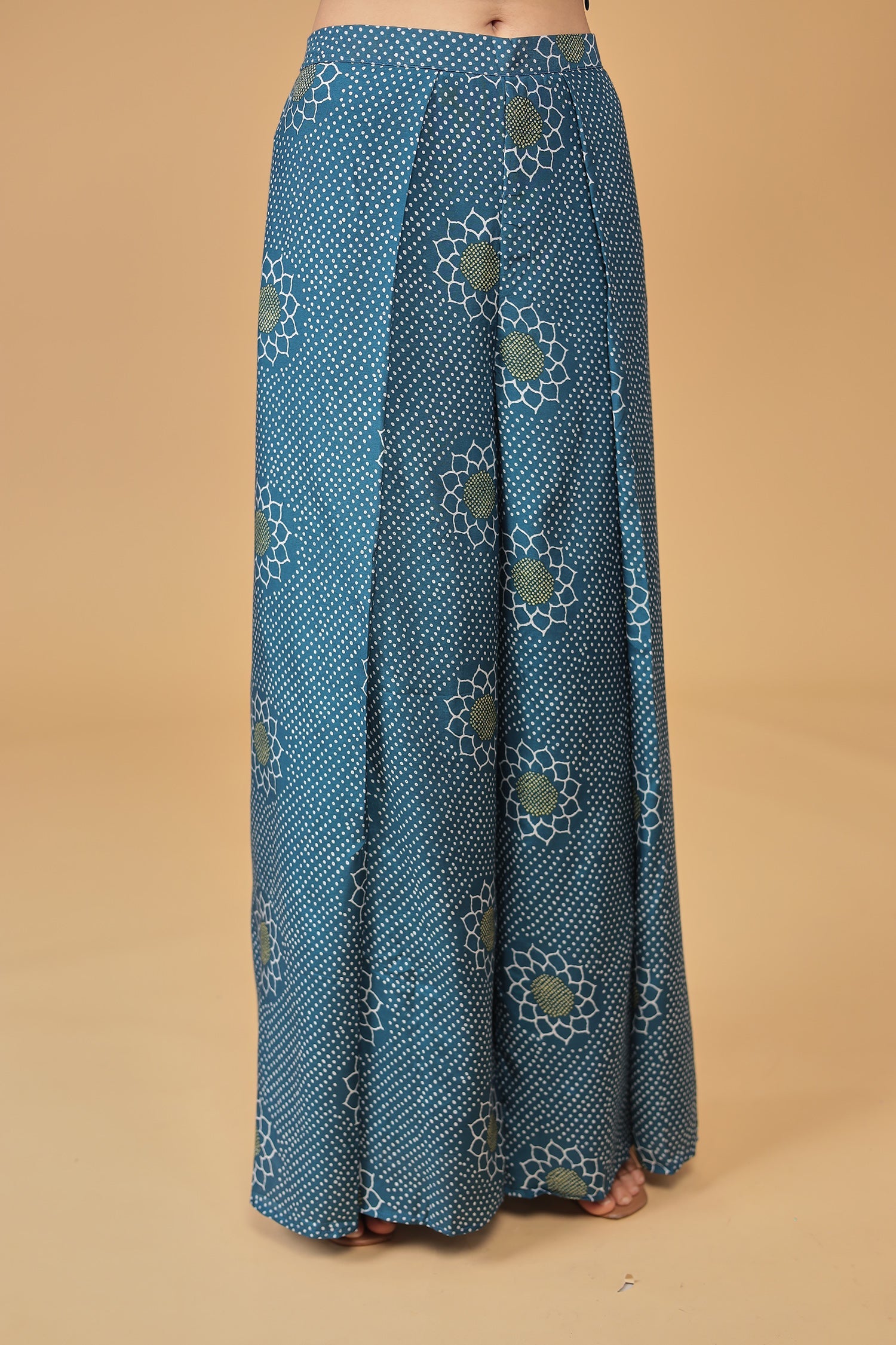 Printed Silk Blend Indowestern with Embroidered work