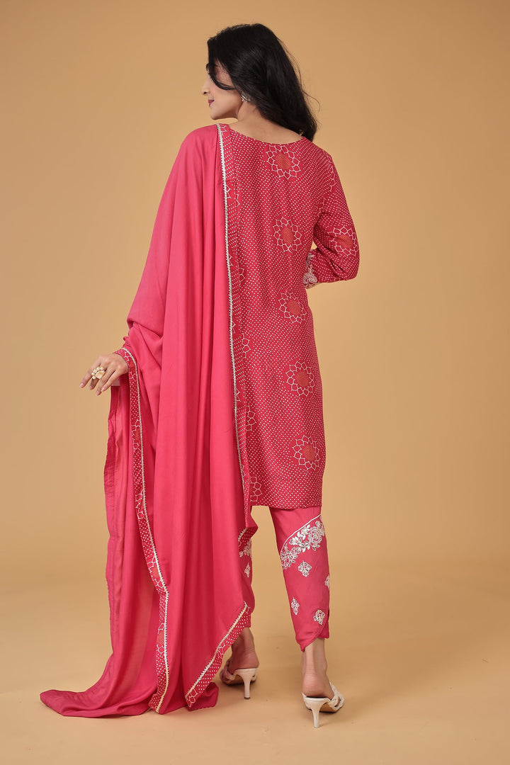Printed Satin Silk Dhoti Suit with Embroidered work