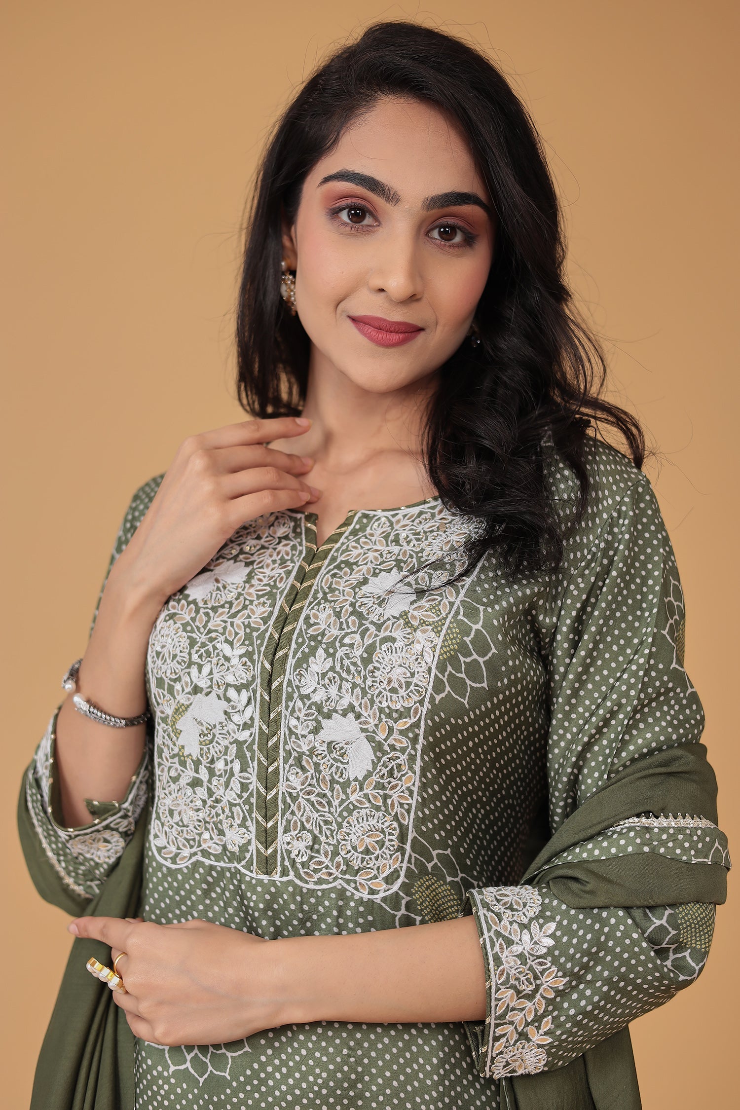 Printed Satin Silk Dhoti Suit with Embroidered work