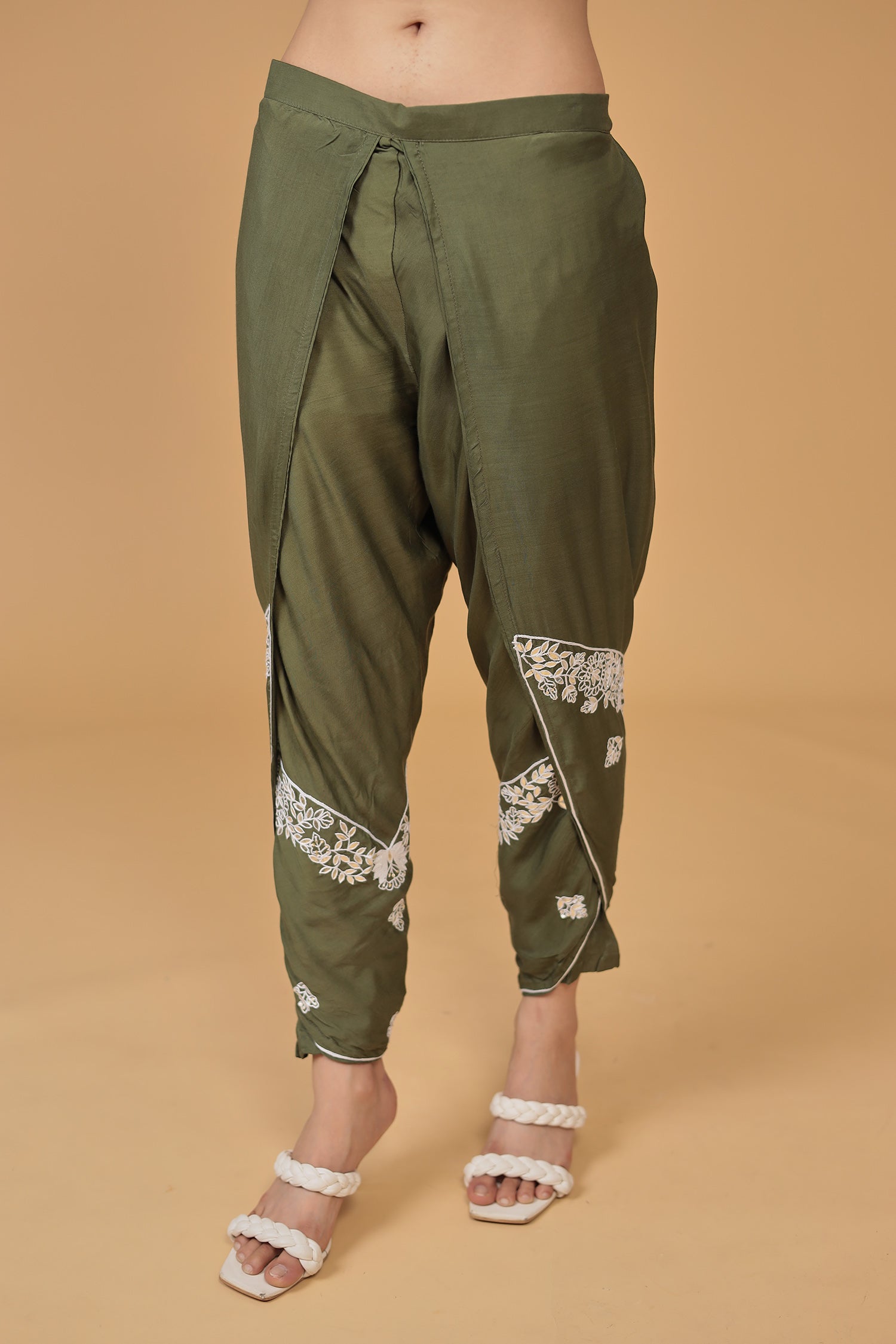 Printed Satin Silk Dhoti Suit with Embroidered work