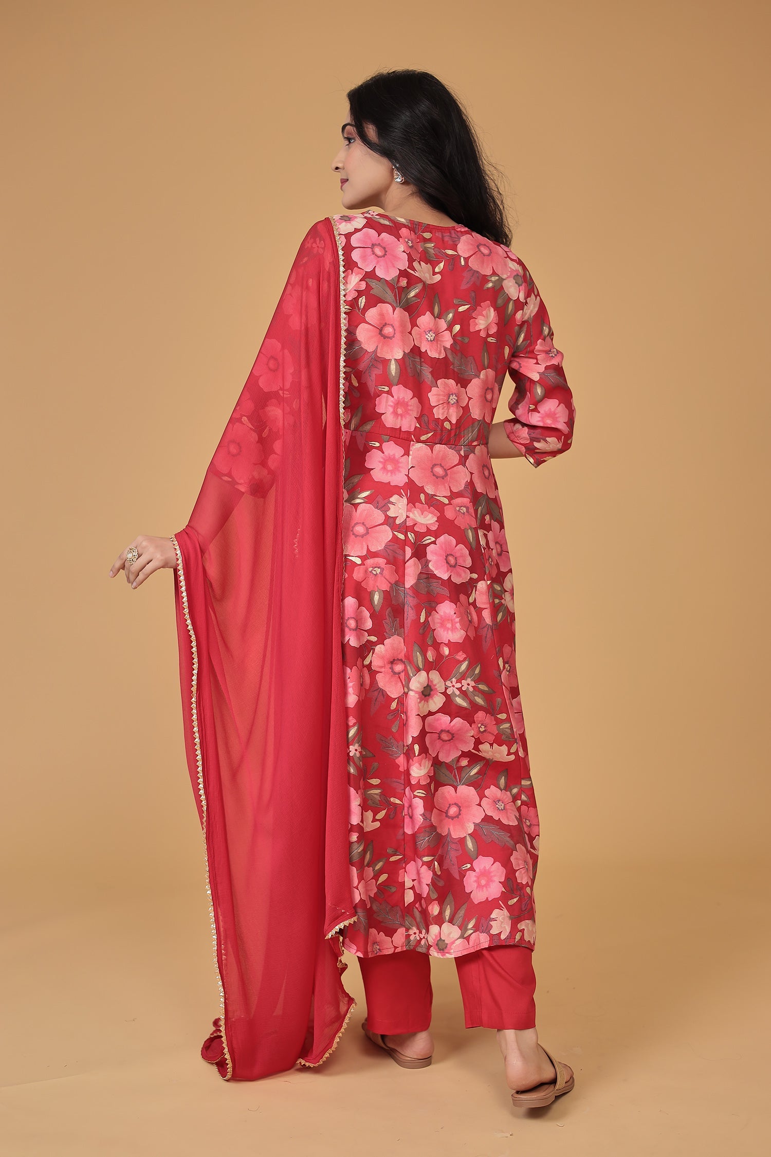 Printed Silk Blend Kurta Set Stitched with Embellished work