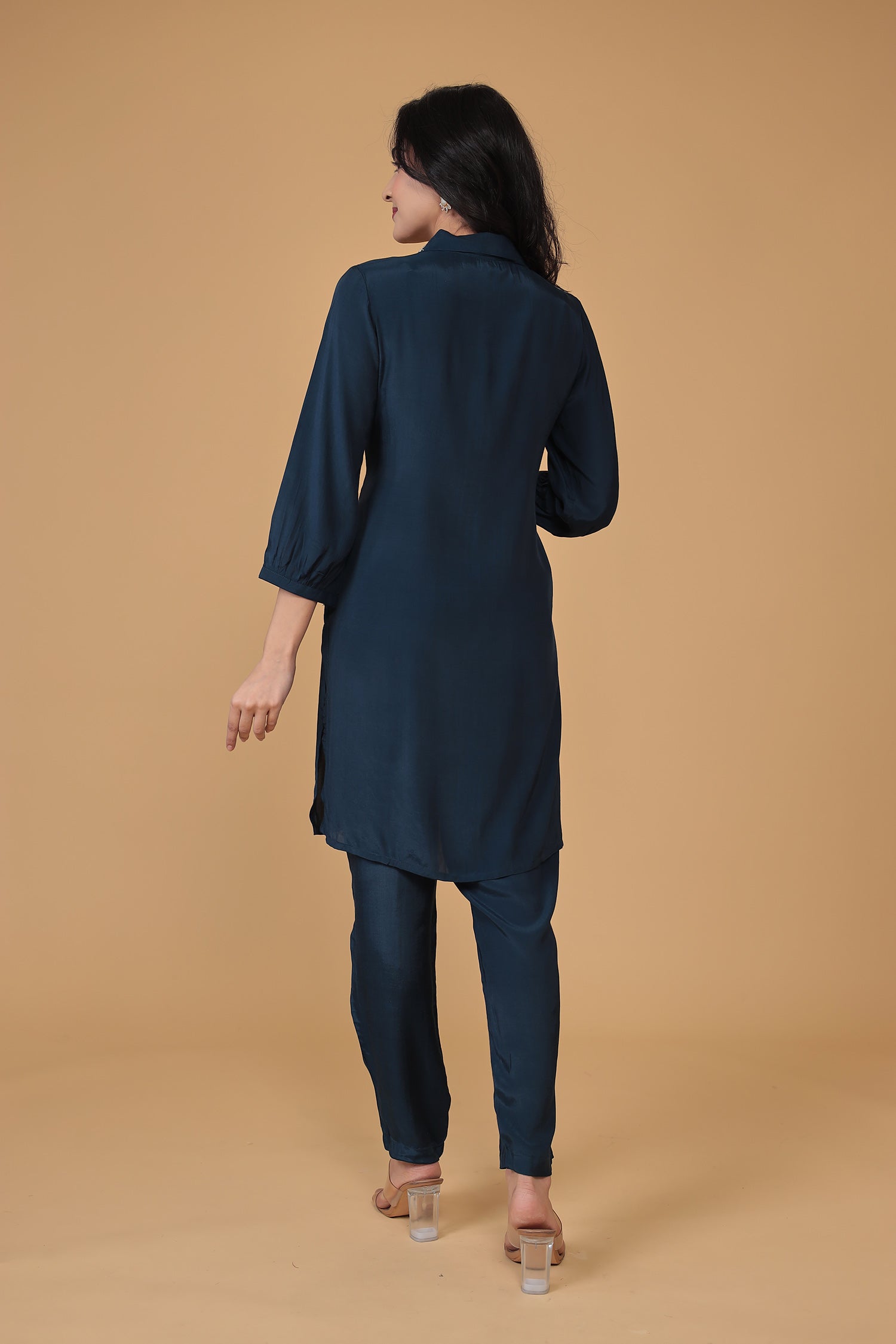 Silk Blend Kurta Set Stitched with Embroidered work