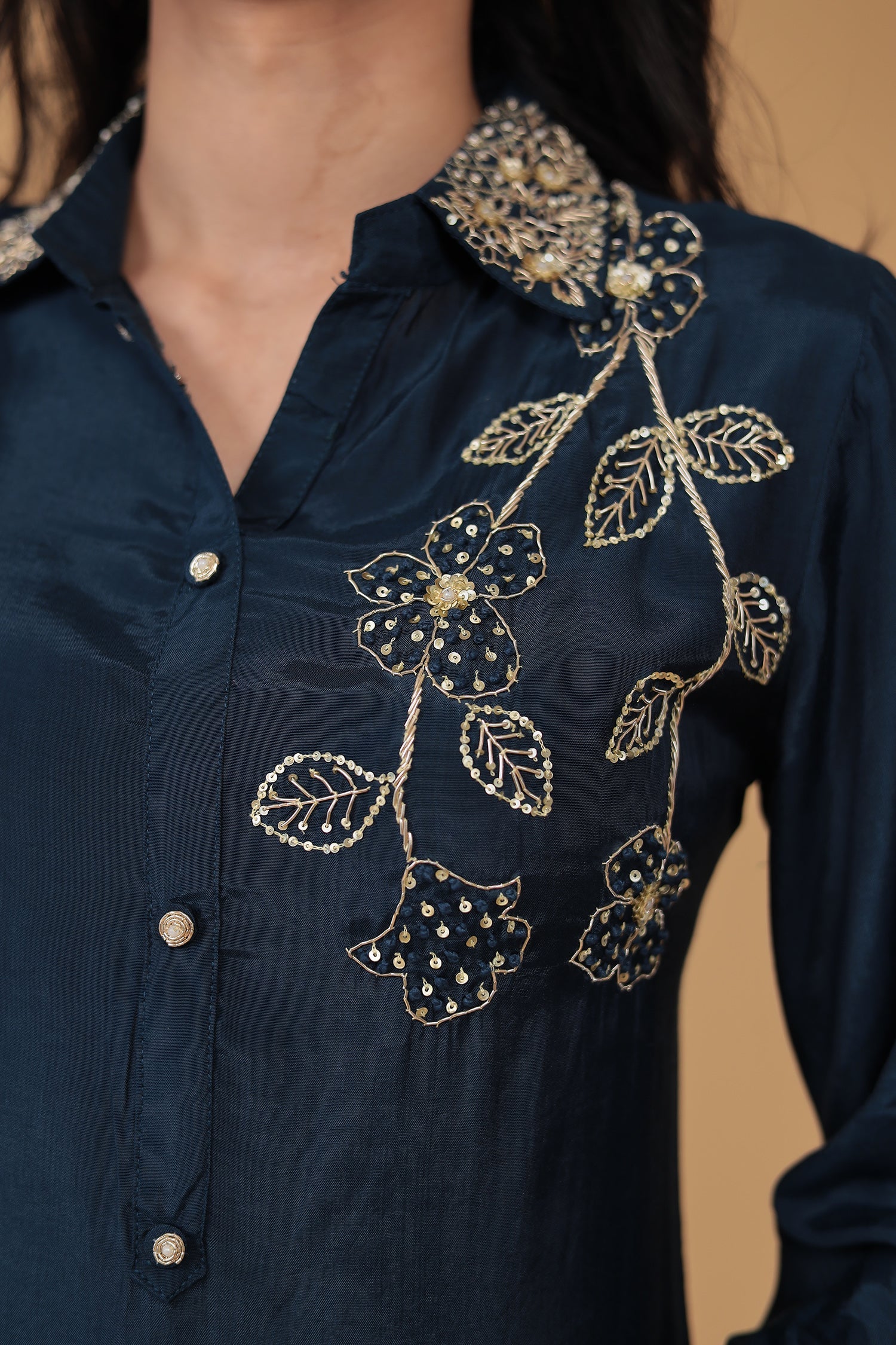 Silk Blend Kurta Set Stitched with Embroidered work