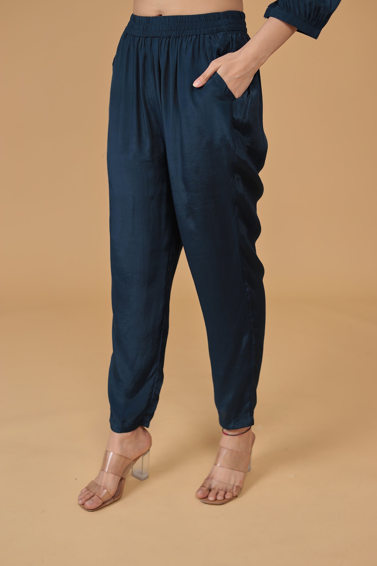 Silk Blend Kurta Set Stitched with Embroidered work