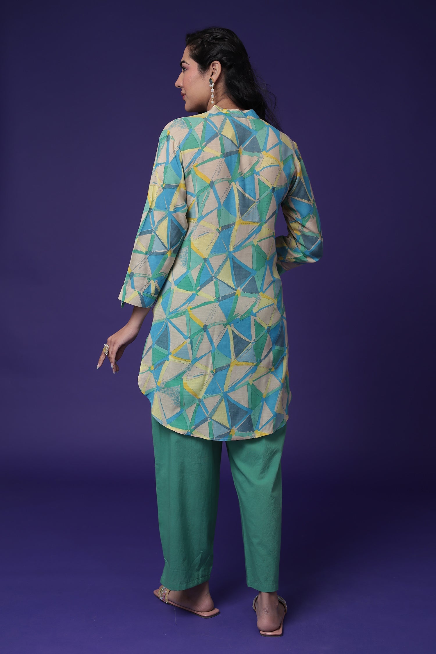 Printed Cotton Kurta Set Stitched with Embroidered work