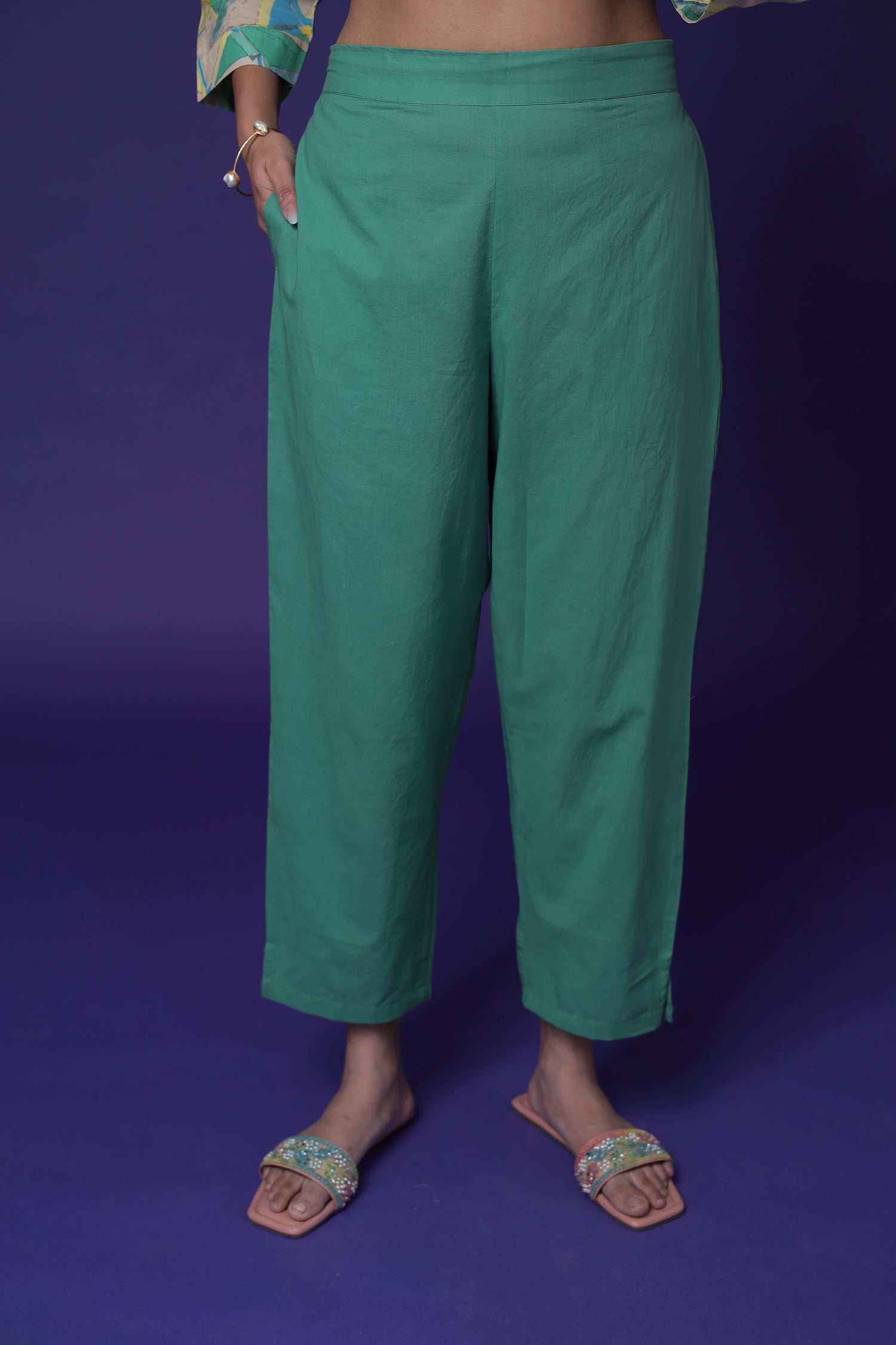 Printed Cotton Kurta Set Stitched with Embroidered work