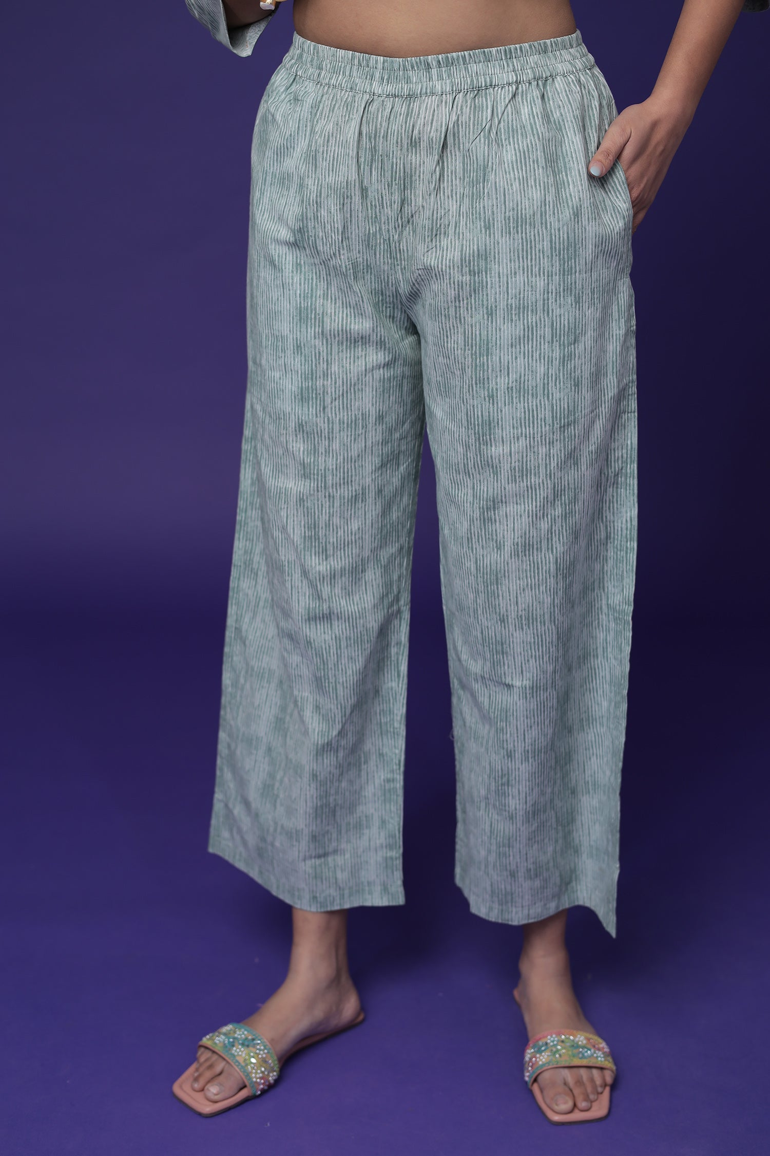 Printed Cotton Kurta Set Stitched with Embroidered work