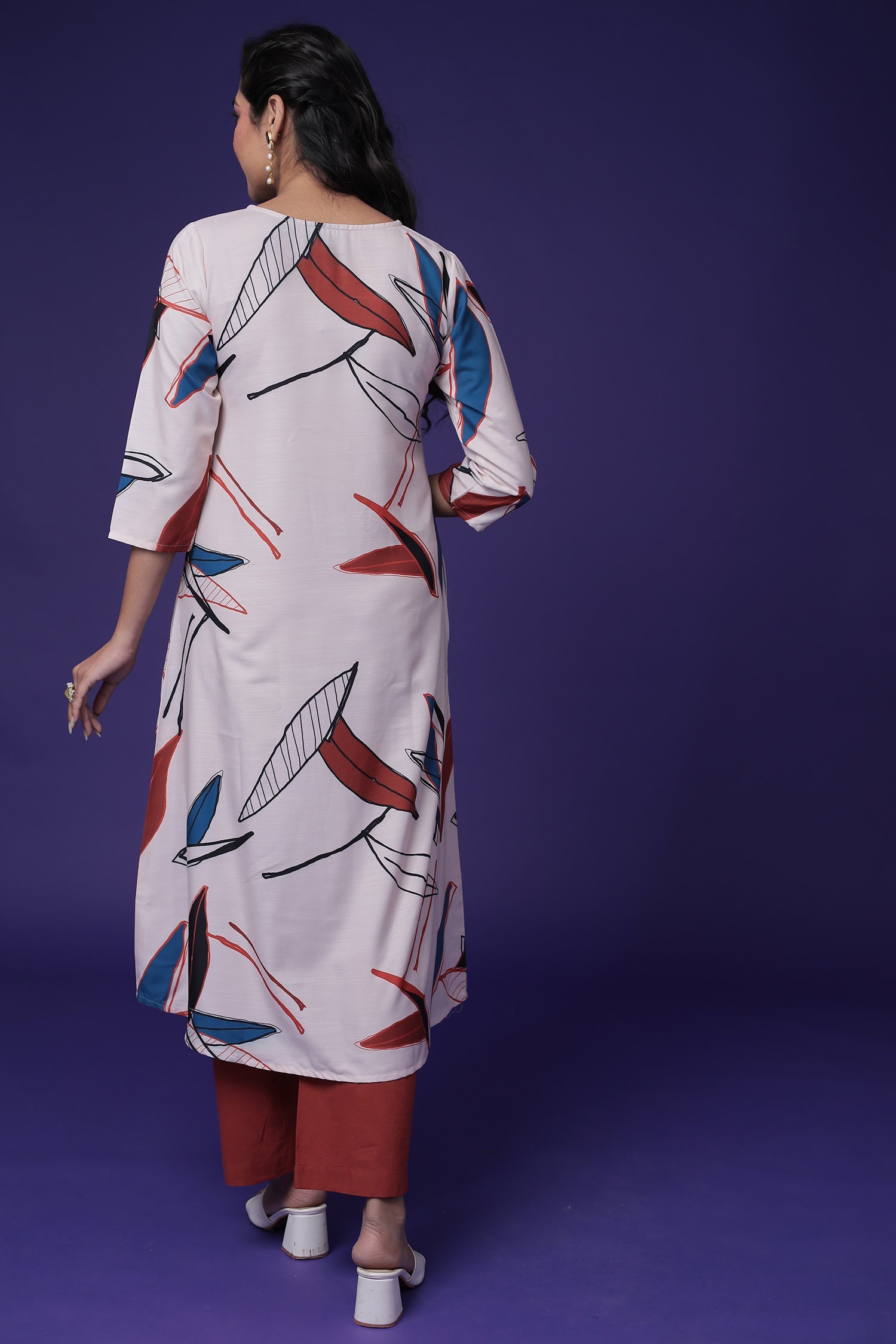 Printed Cotton Slub Kurta Set Stitched