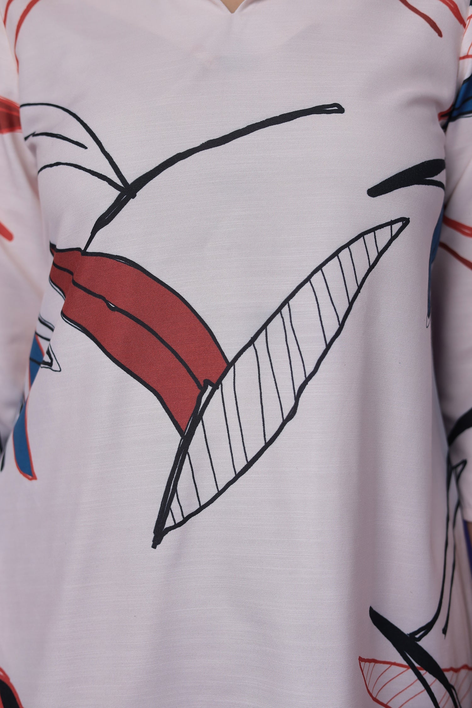 Printed Cotton Slub Kurta Set Stitched