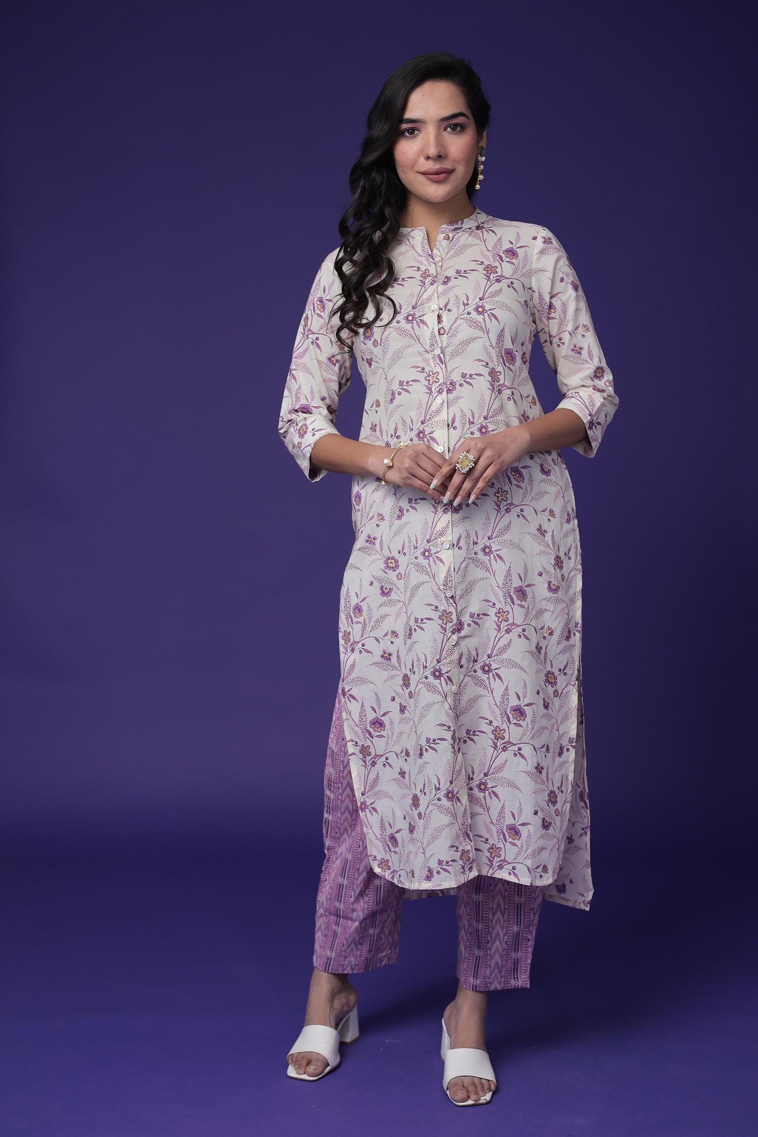 Printed Cotton Kurta Set Stitched