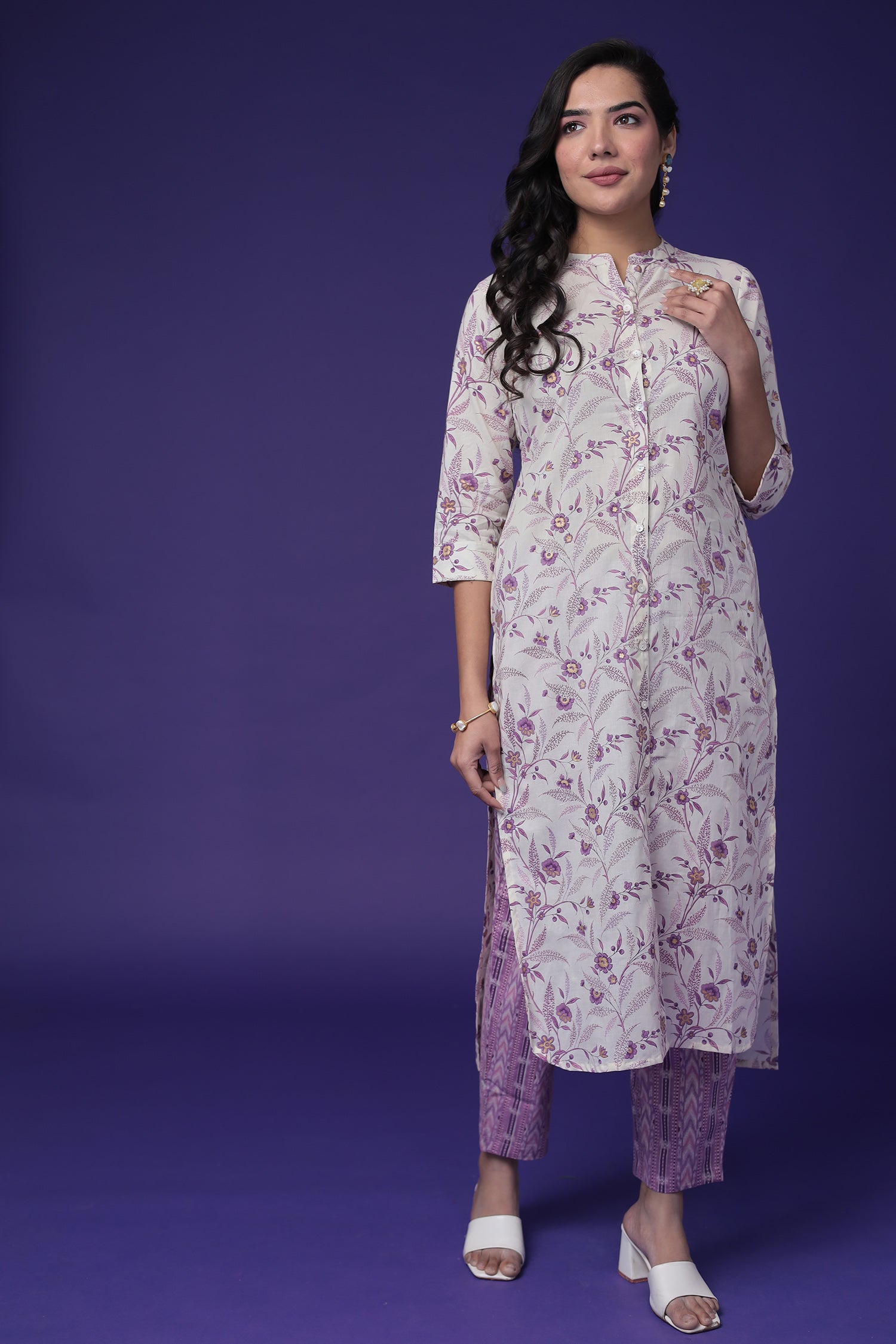 Printed Cotton Kurta Set Stitched