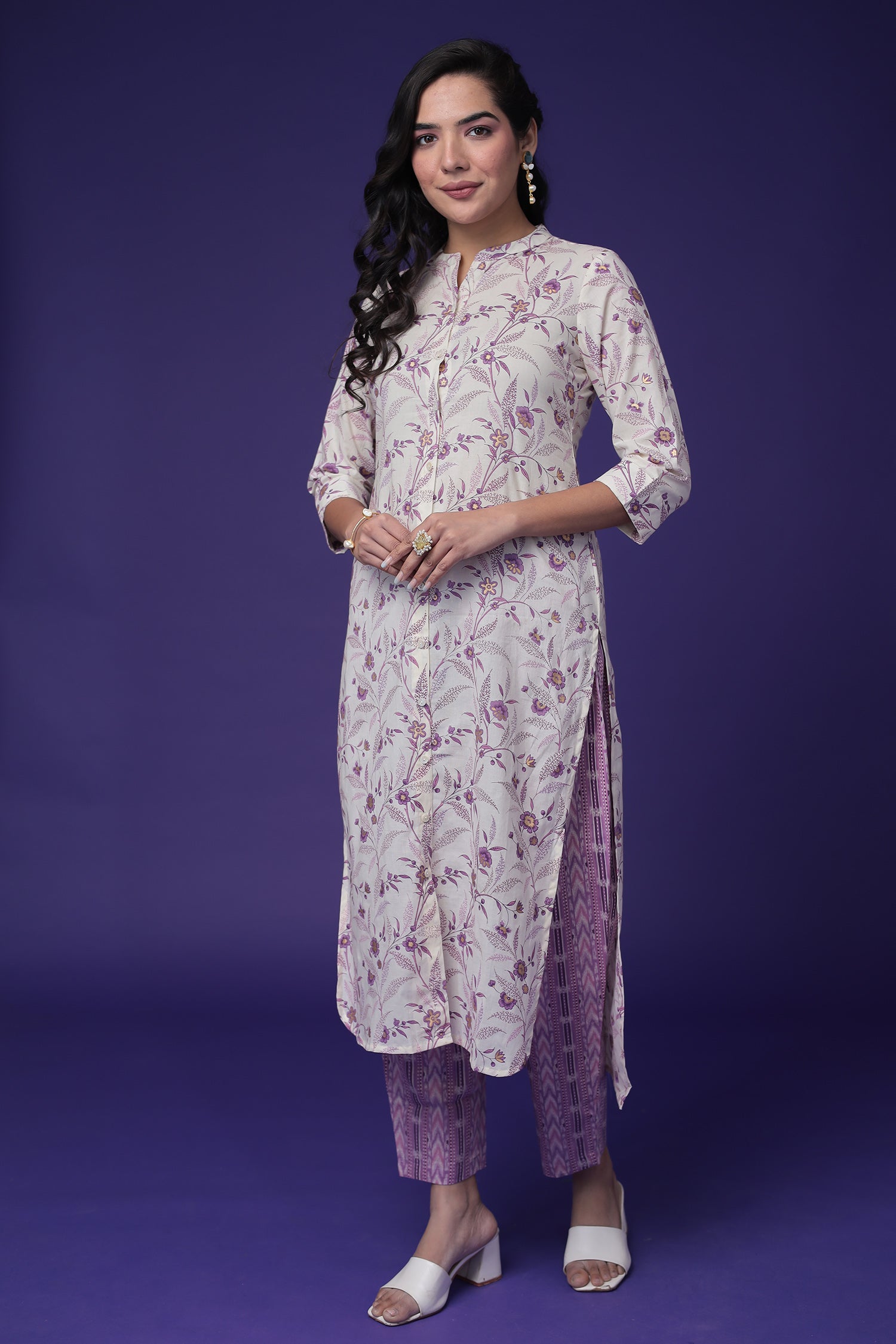 Printed Cotton Kurta Set Stitched