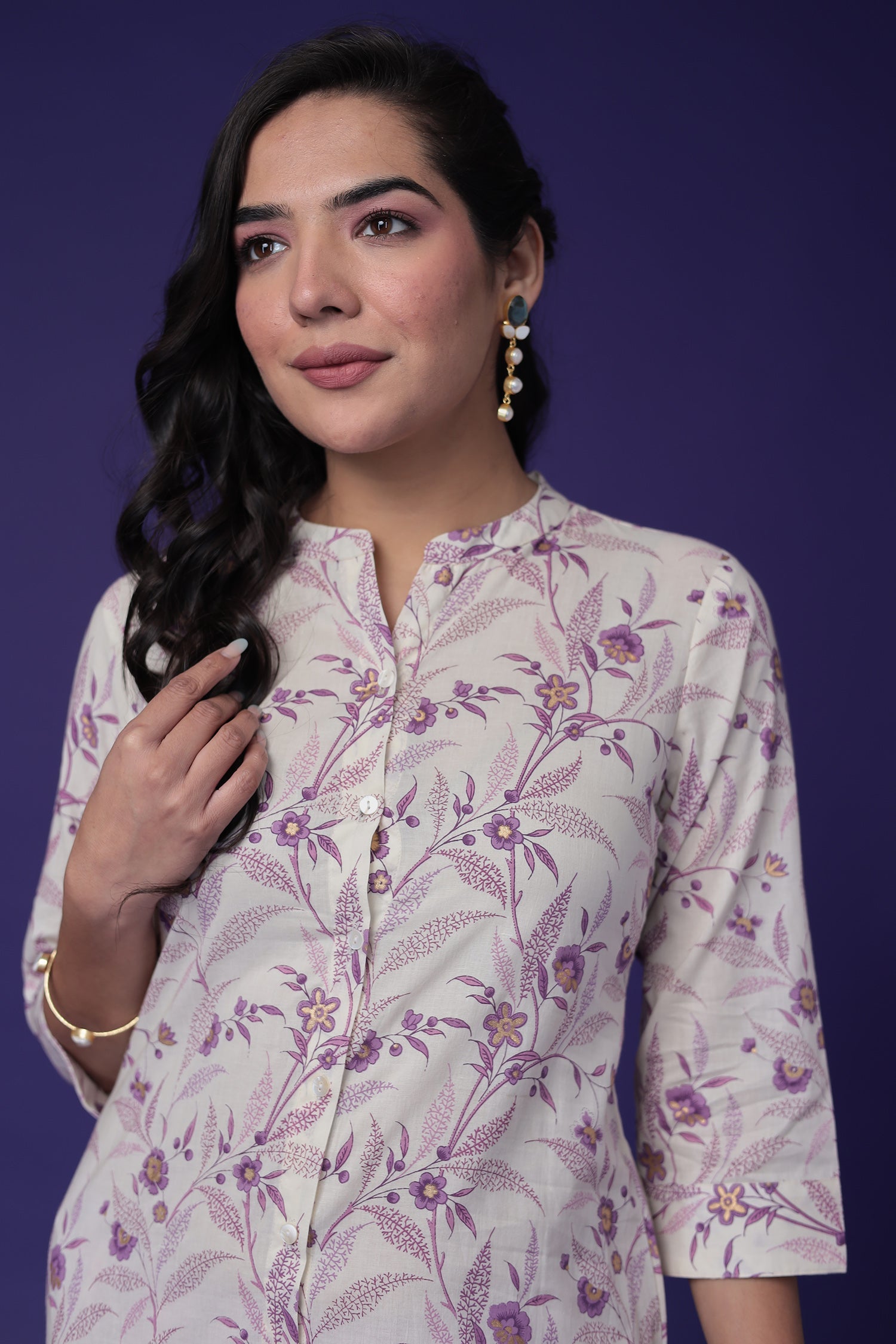 Printed Cotton Kurta Set Stitched