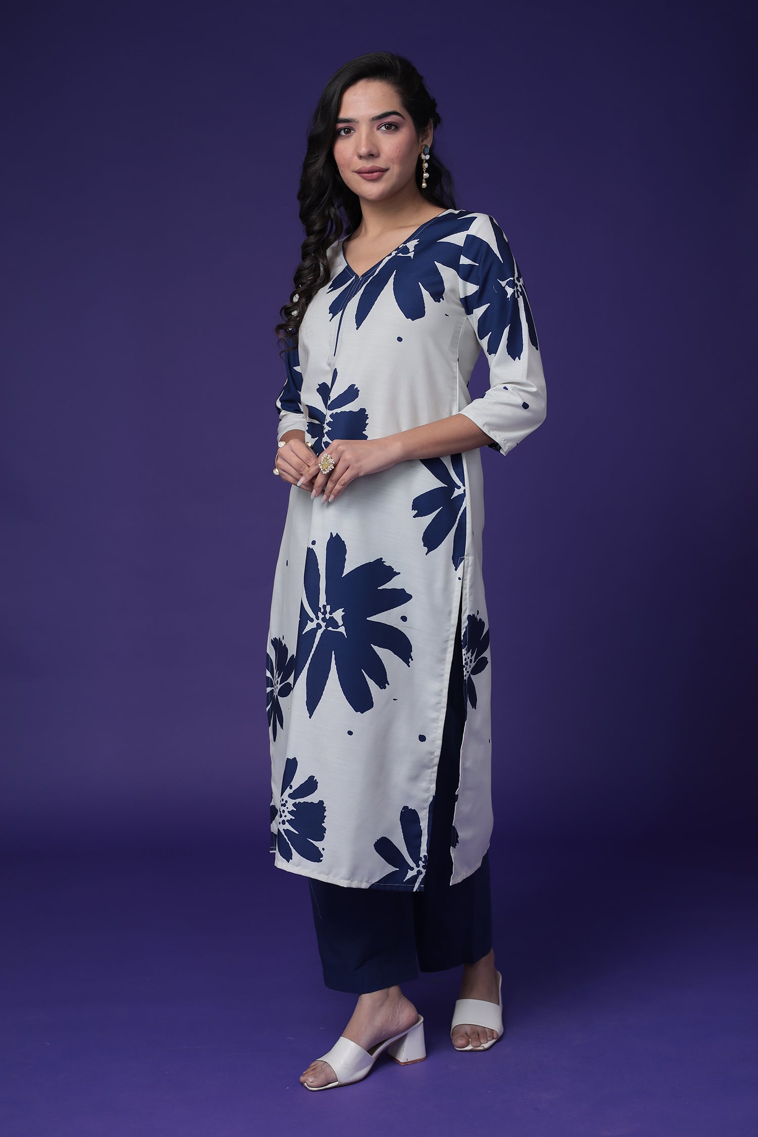 Printed Cotton Slub Kurta Set Stitched