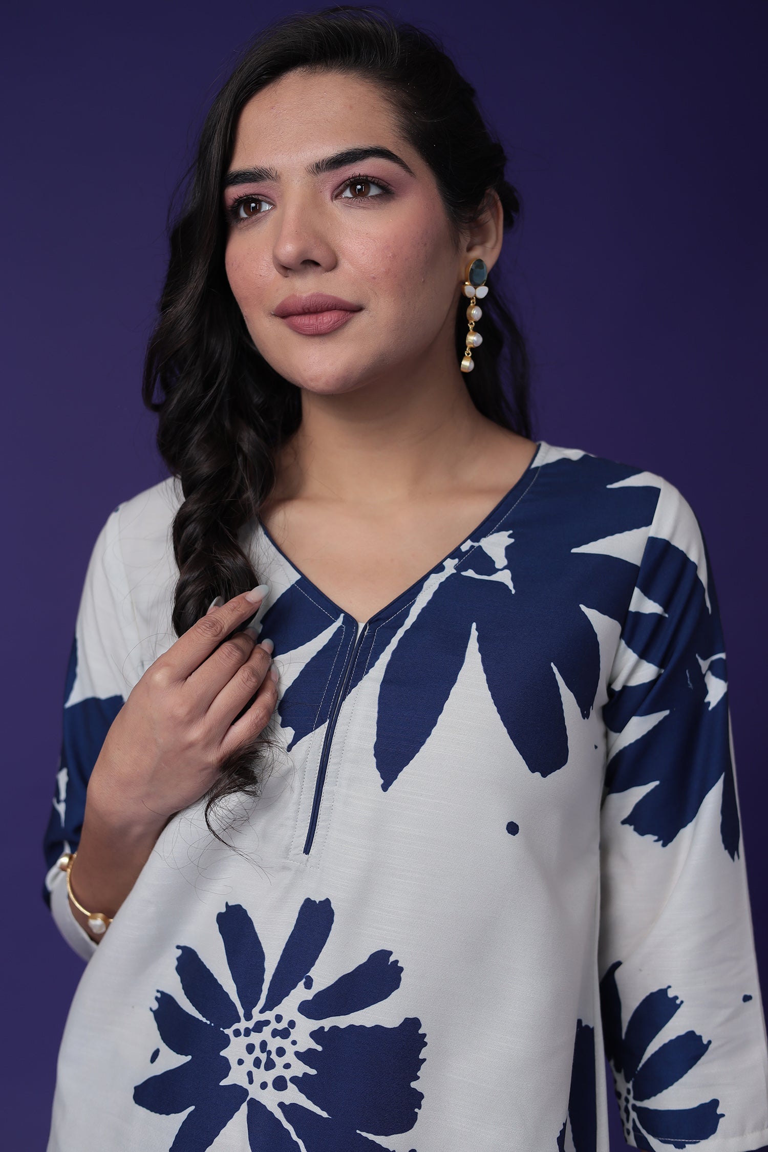 Printed Cotton Slub Kurta Set Stitched