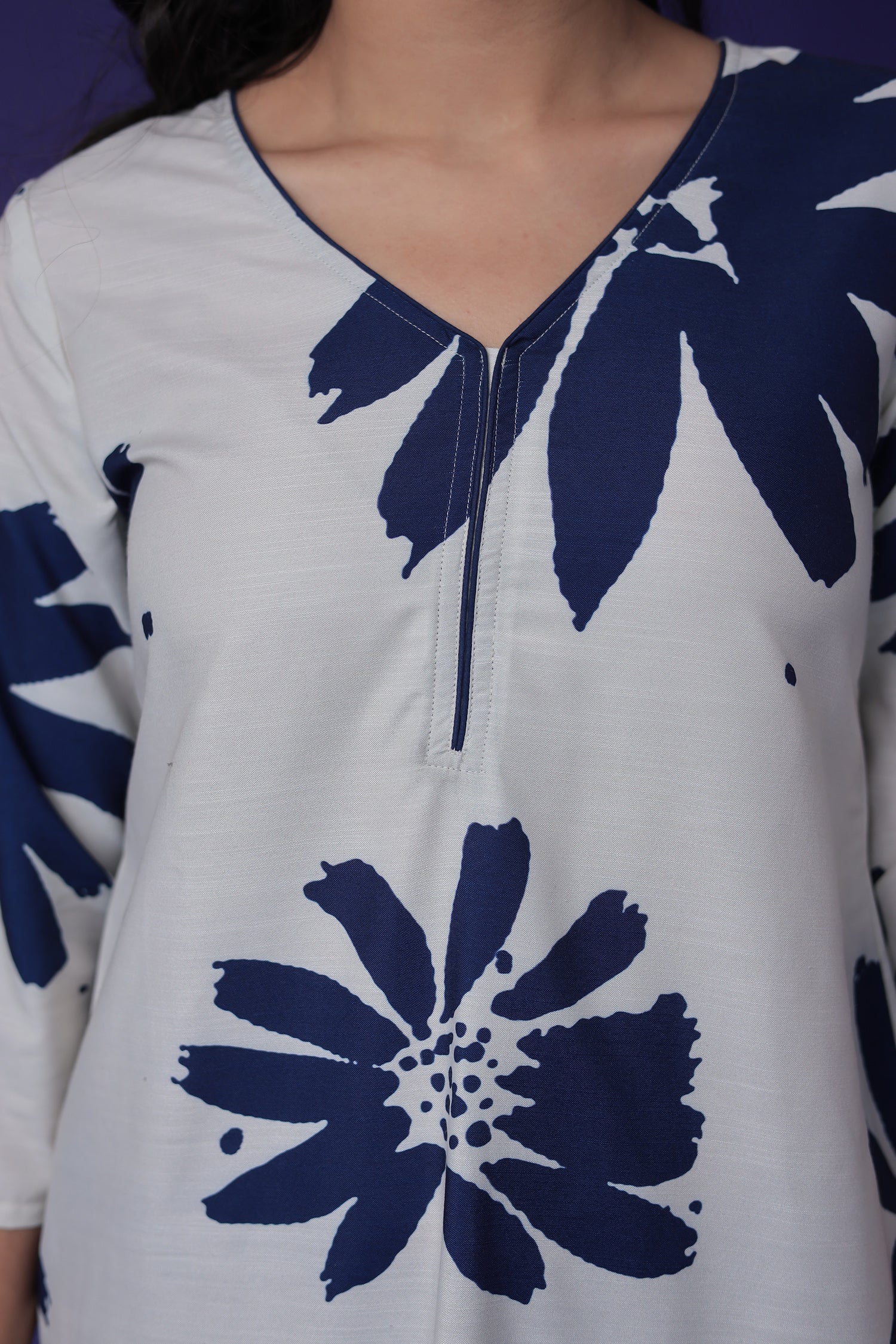 Printed Cotton Slub Kurta Set Stitched