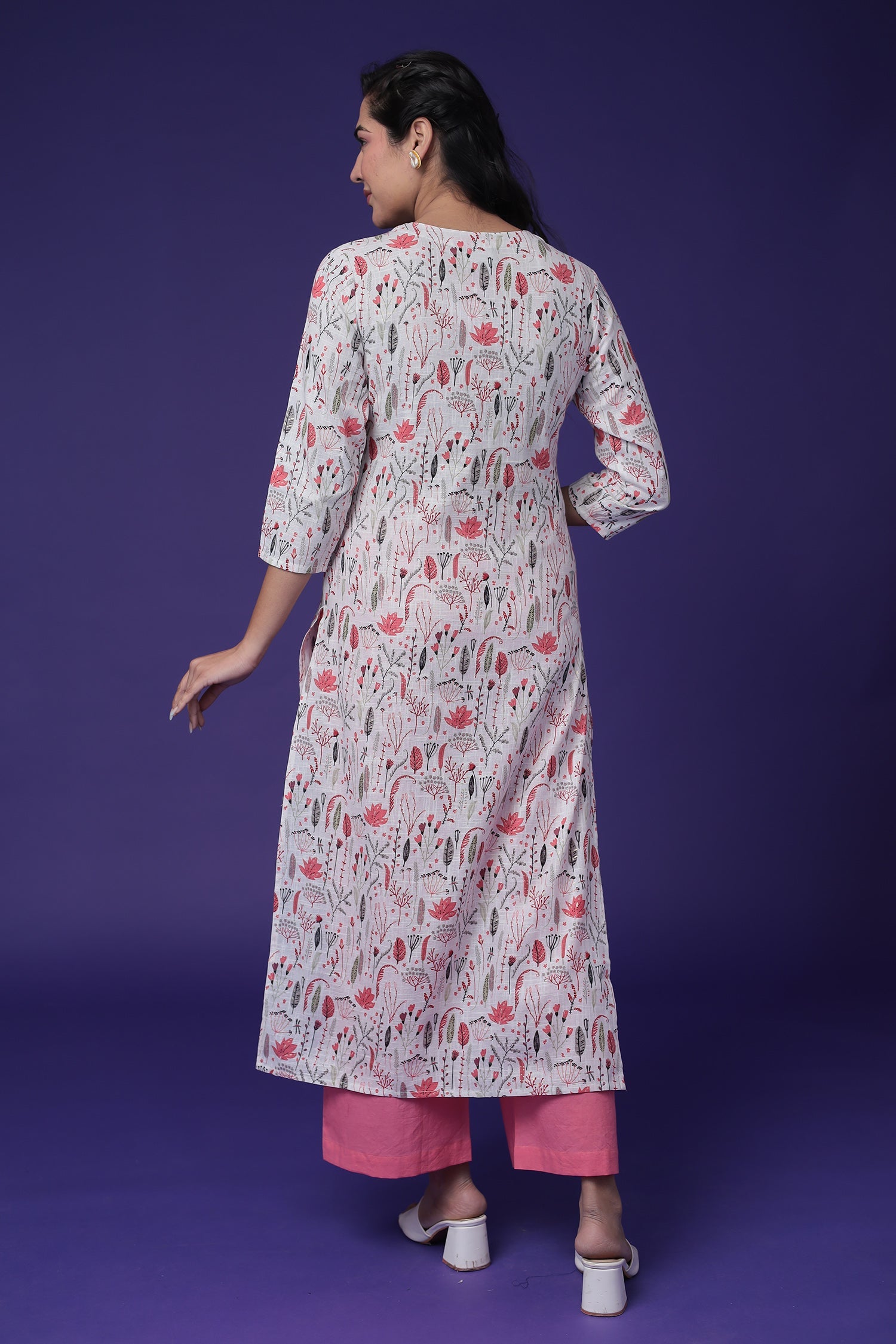 Printed Cotton Slub Kurta Set Stitched