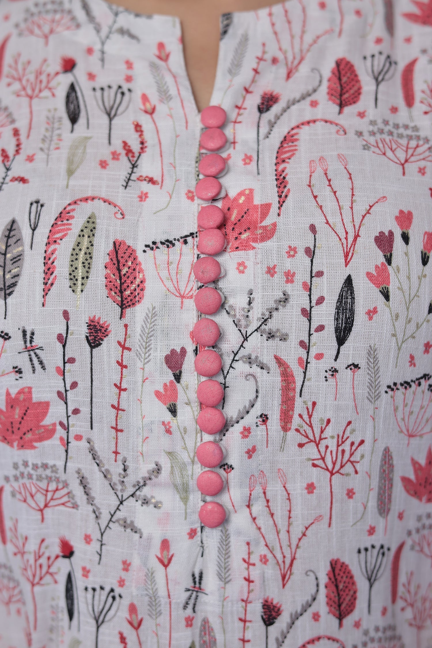 Printed Cotton Slub Kurta Set Stitched