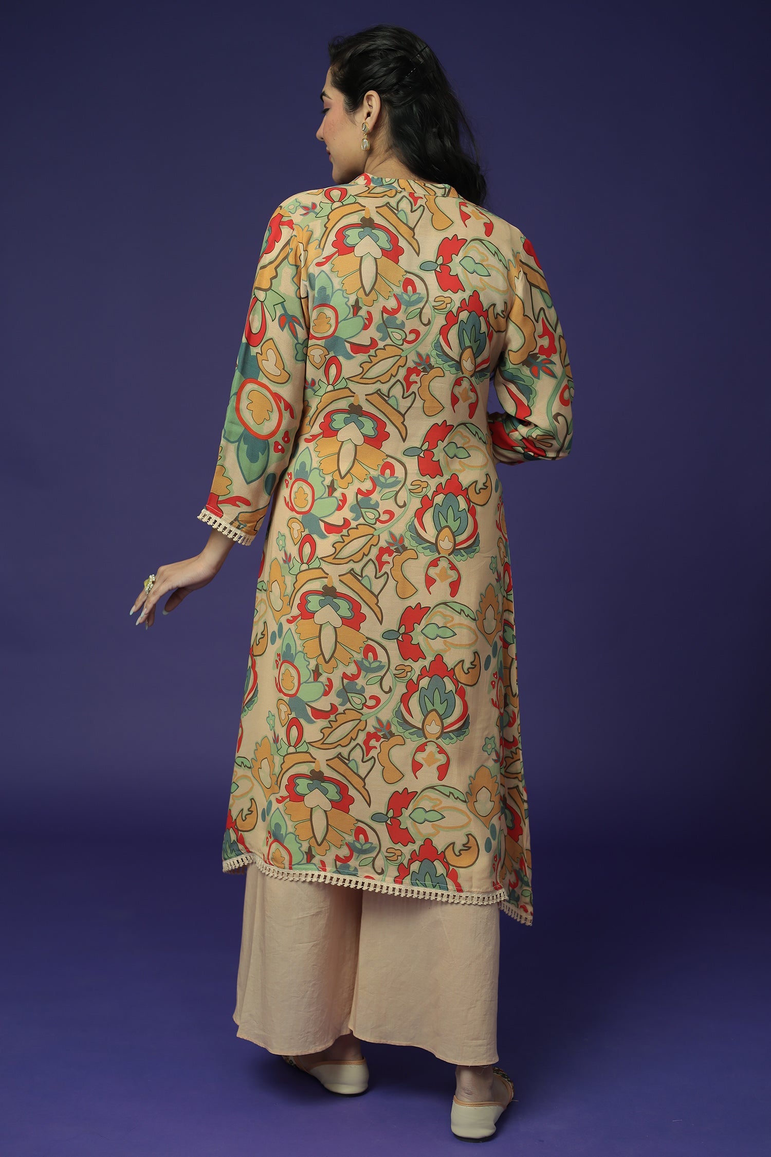 Printed Silk Blend Kurta Set Stitched