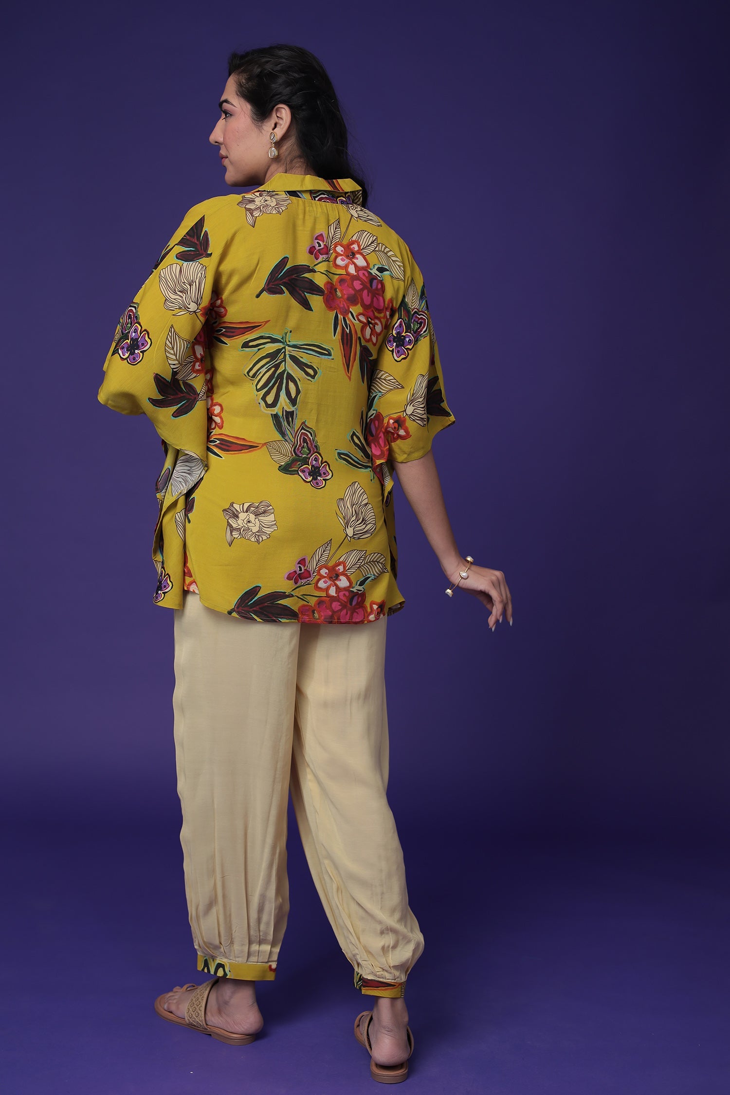 Printed Silk Blend Co Ords Set with Hand work