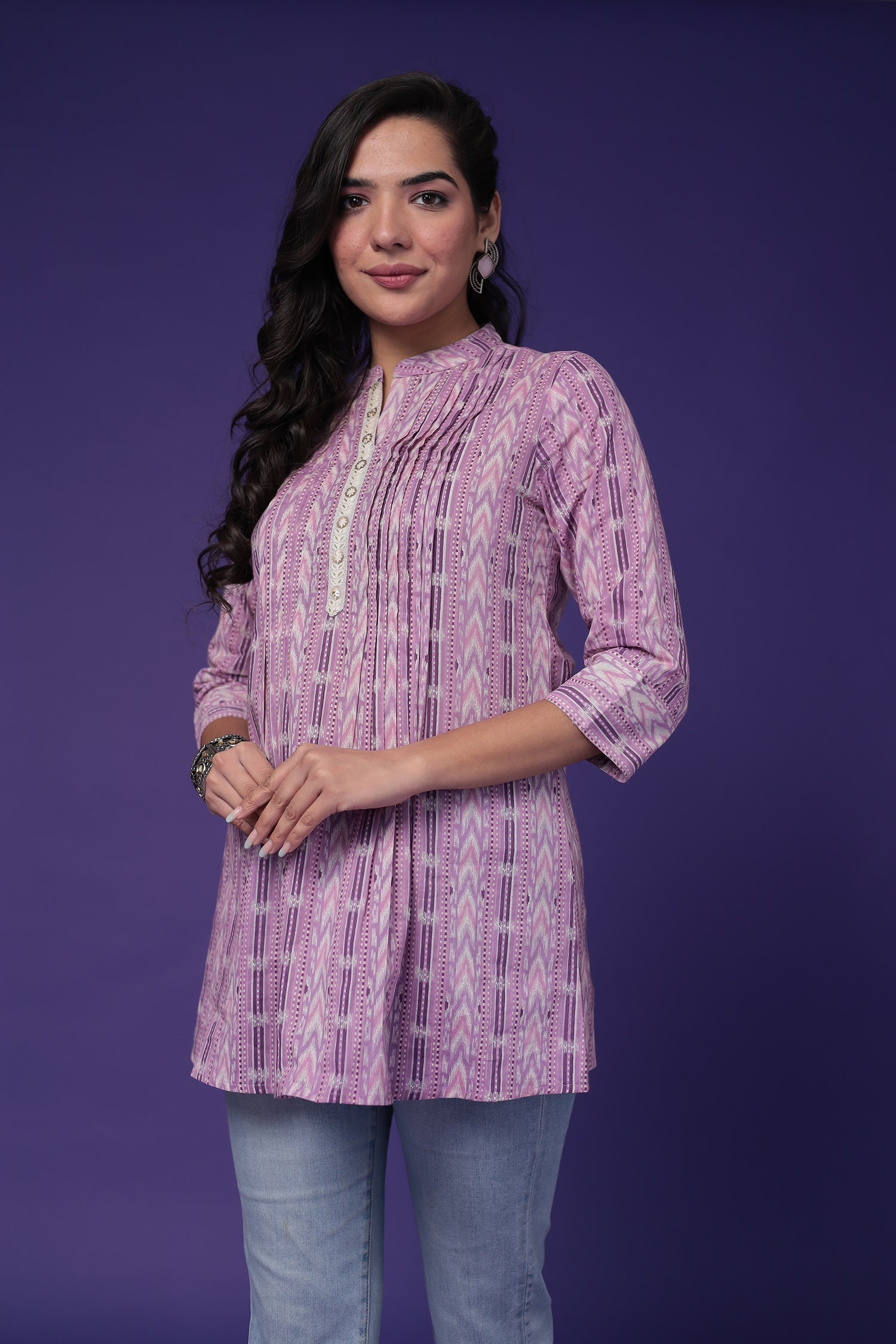 Printed Cotton Tunic with Embroidered work