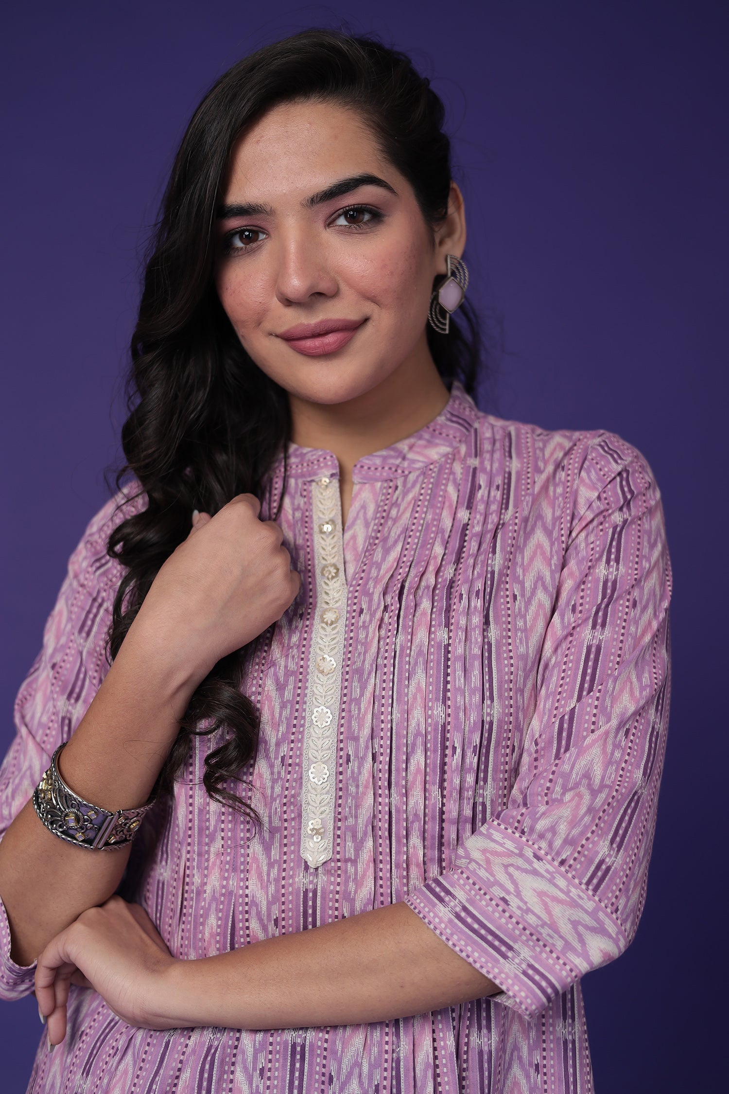 Printed Cotton Tunic with Embroidered work