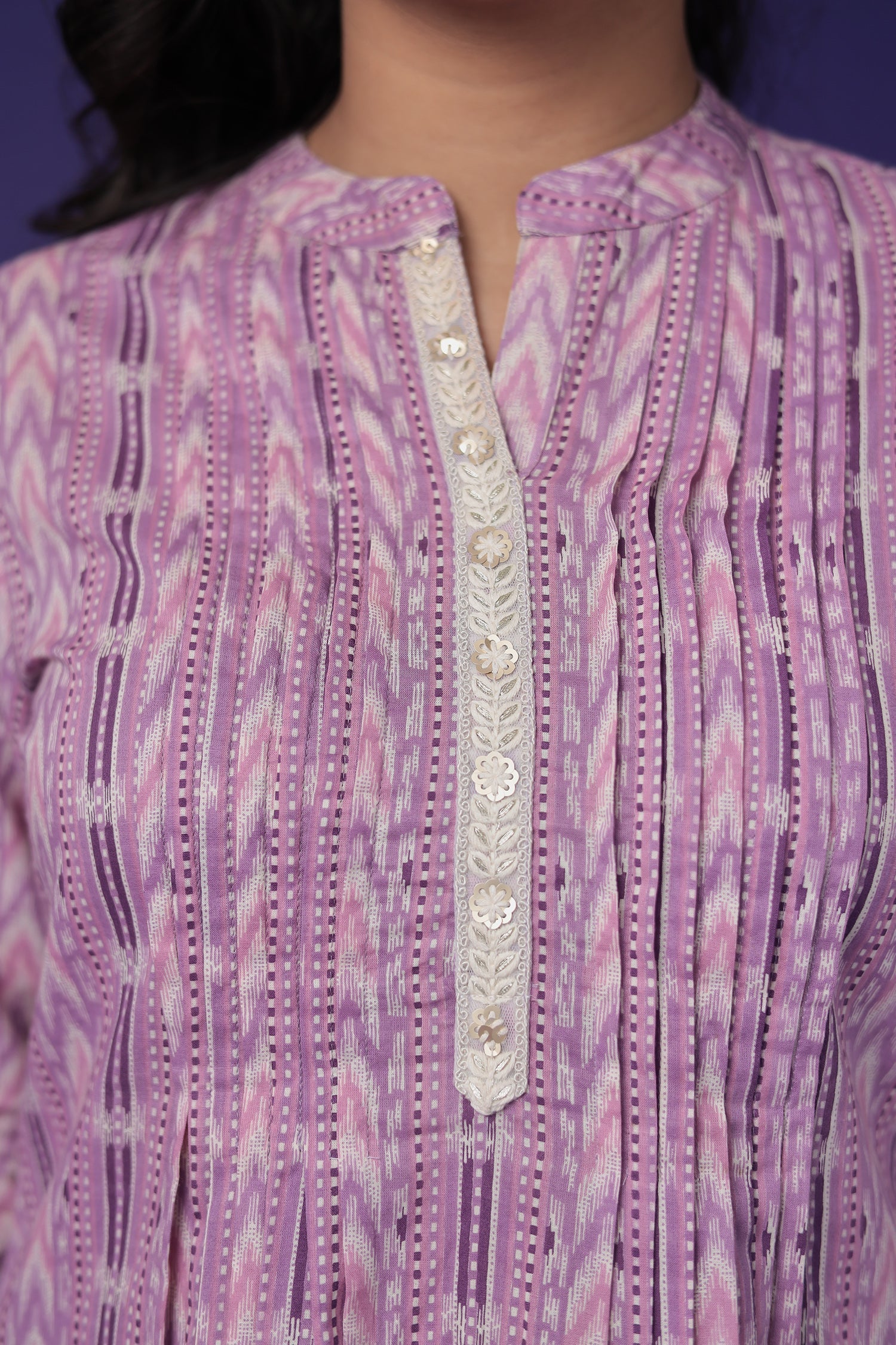 Printed Cotton Tunic with Embroidered work