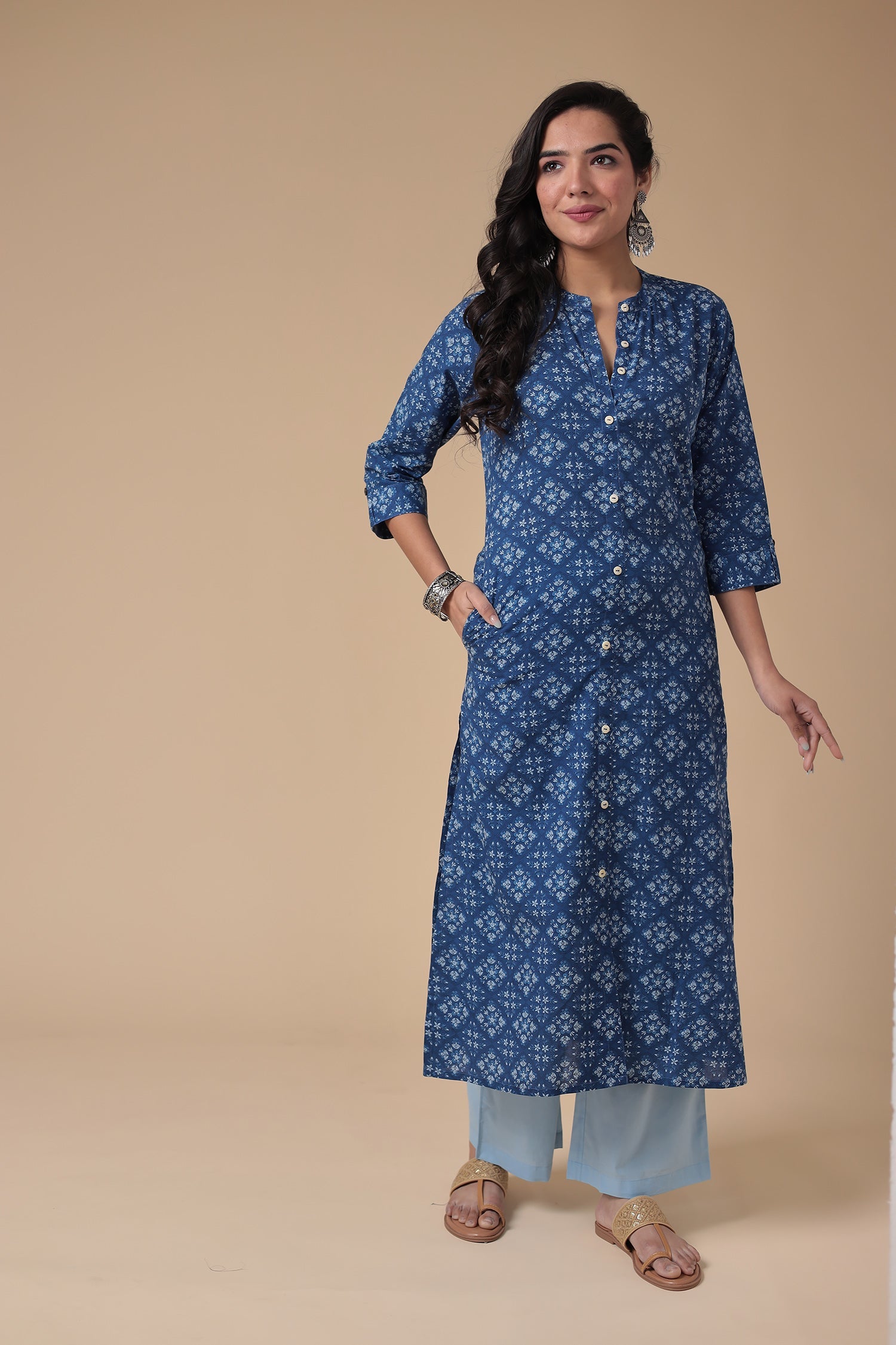 Printed Cotton Kurta Set Stitched