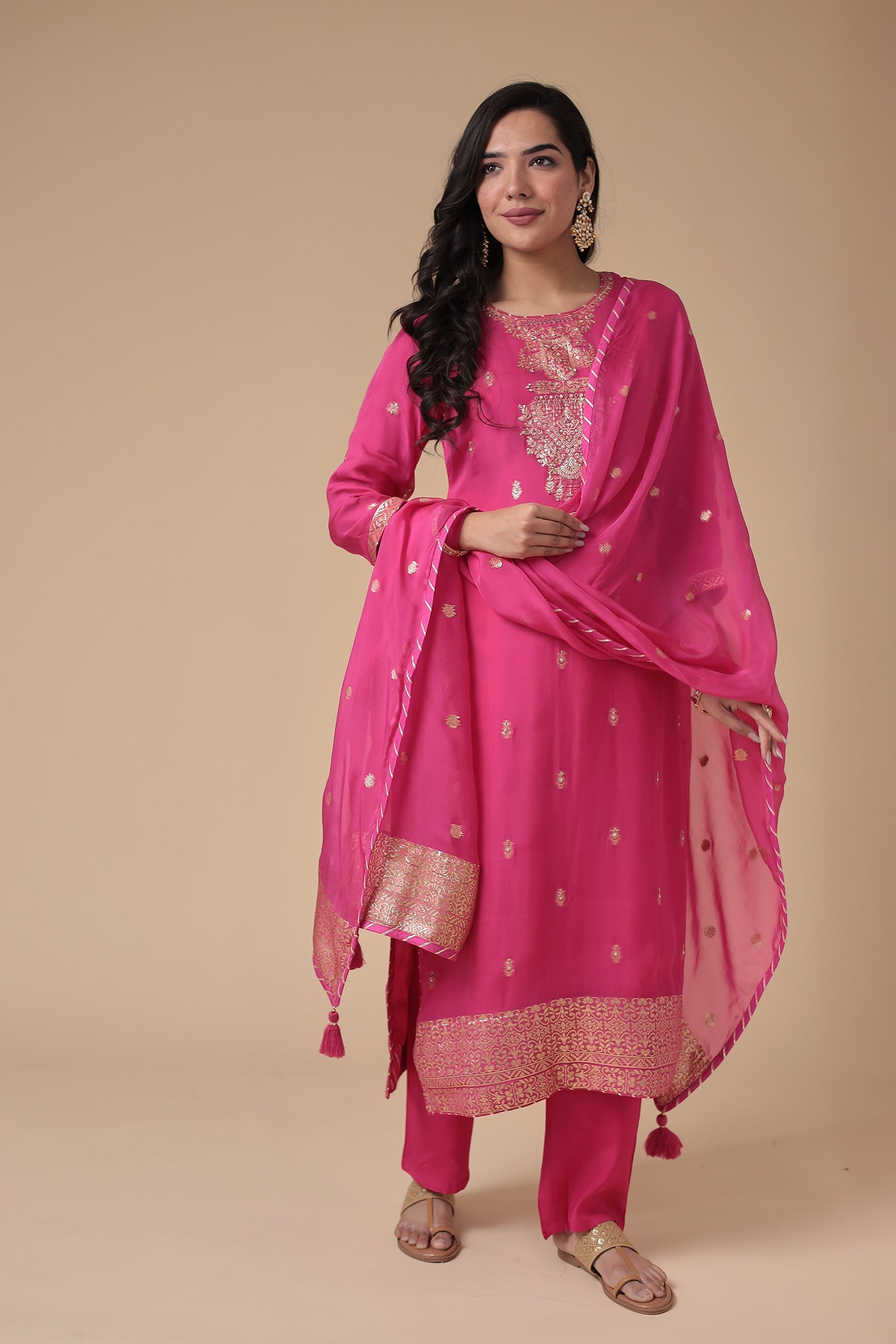 Handloom Organza Suit with Zardozi work
