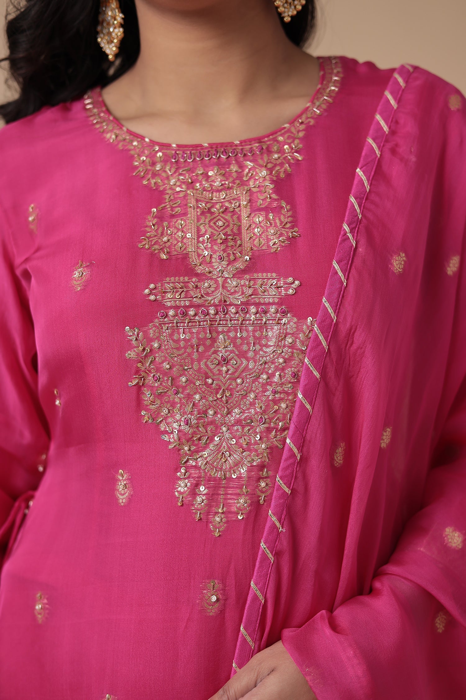 Handloom Organza Suit with Zardozi work