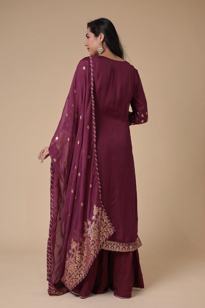 Handloom Organza Suit Embroidered with Gota Patti work