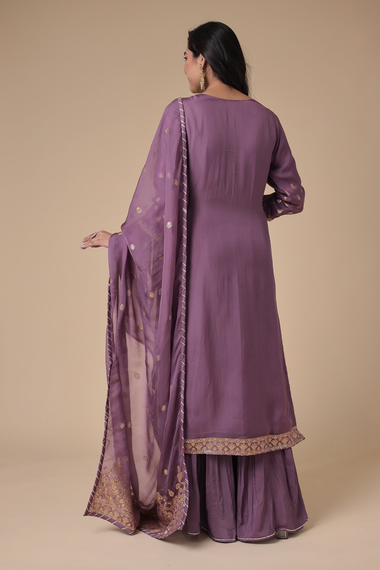 Handloom Organza Suit Embroidered with Gota Patti work