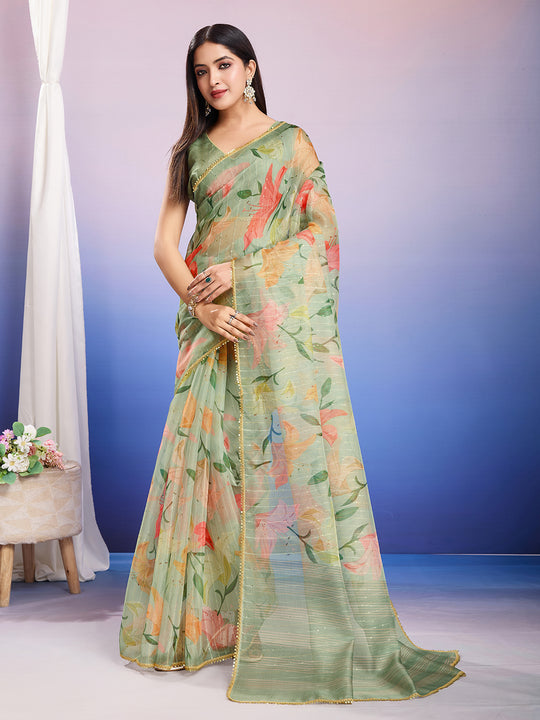 Chiffon Saree with Gota Patti, Mothra work.