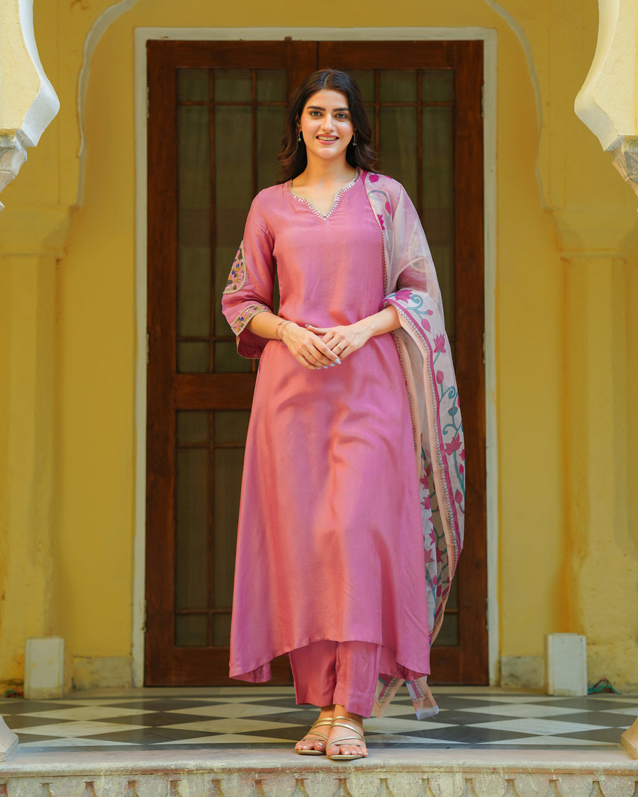 Blush Pink Kalamkari Suit Set