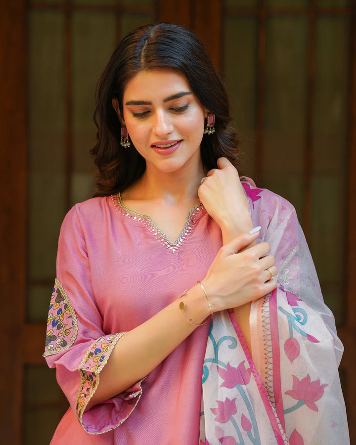 Blush Pink Kalamkari Suit Set