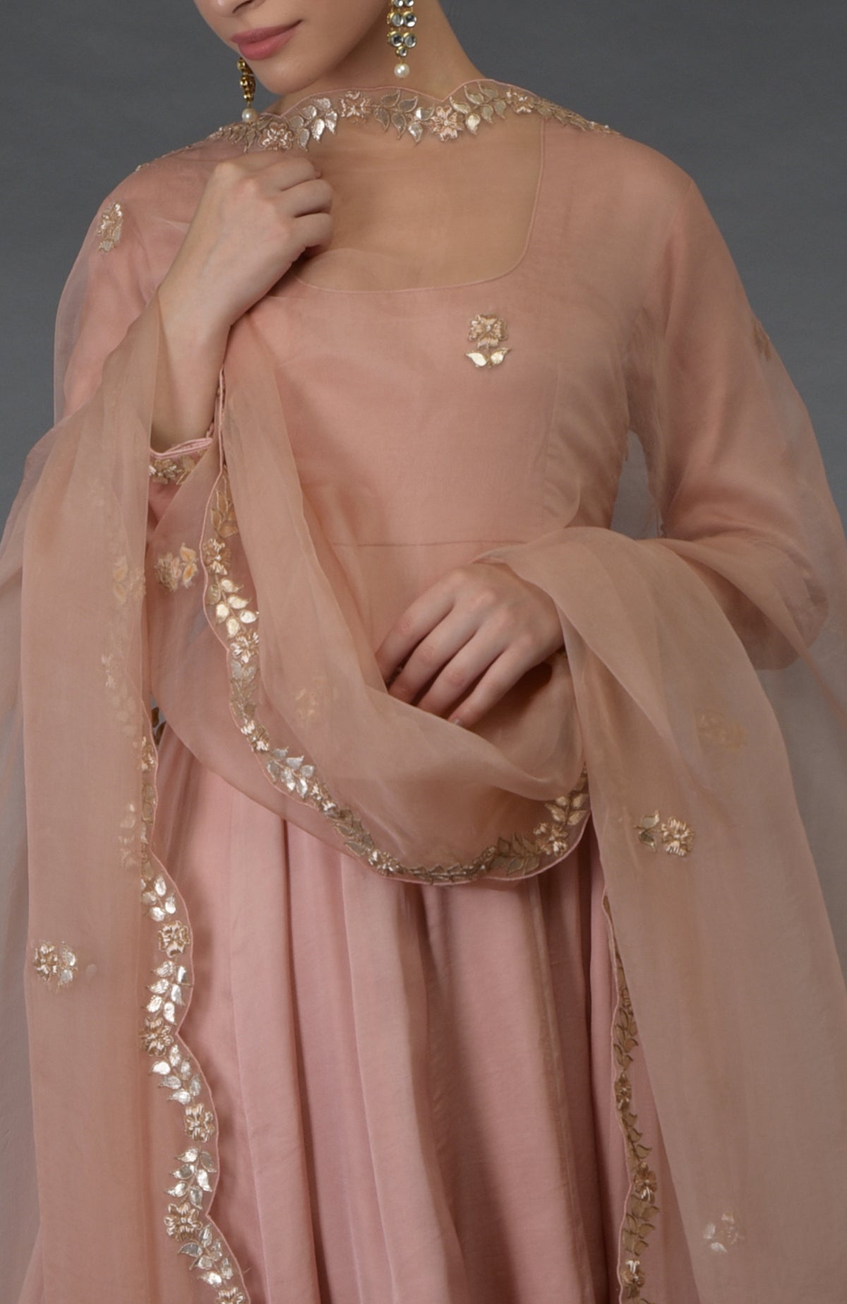 Pressed Rose Gota Patti & Zardozi Hand Embroidered Suit