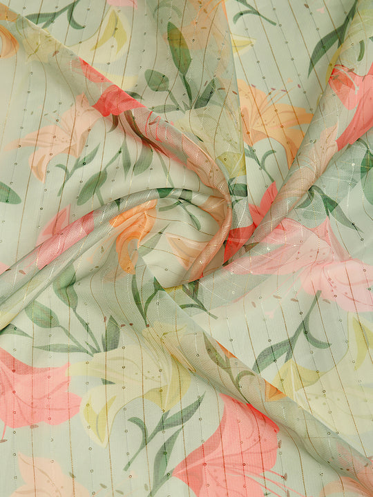 Chiffon Saree with Gota Patti, Mothra work.