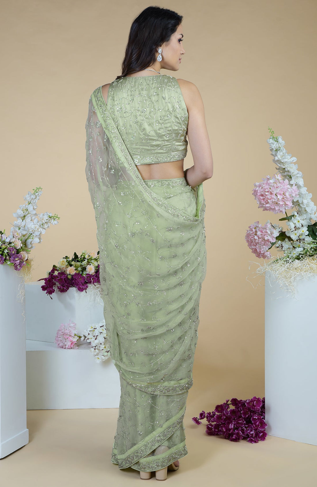 Bandhej Georgette Suit Embroidered with Gota Patti and Zardozi work