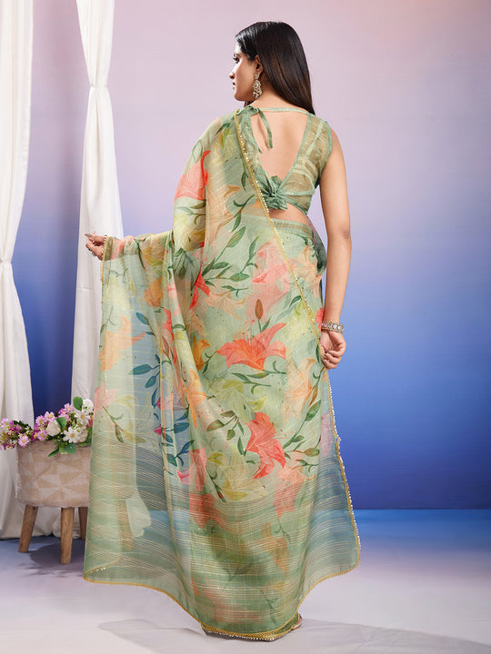 Chiffon Saree with Gota Patti, Mothra work.