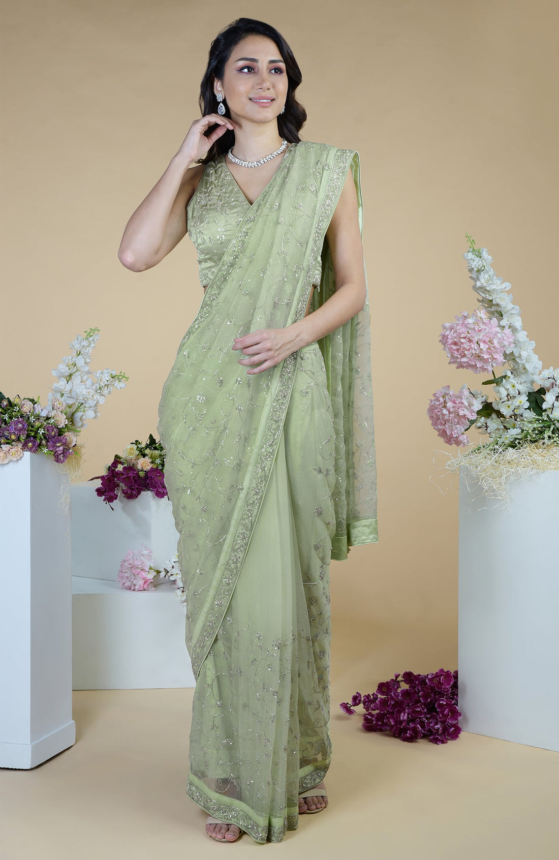 Bandhej Georgette Suit Embroidered with Gota Patti and Zardozi work
